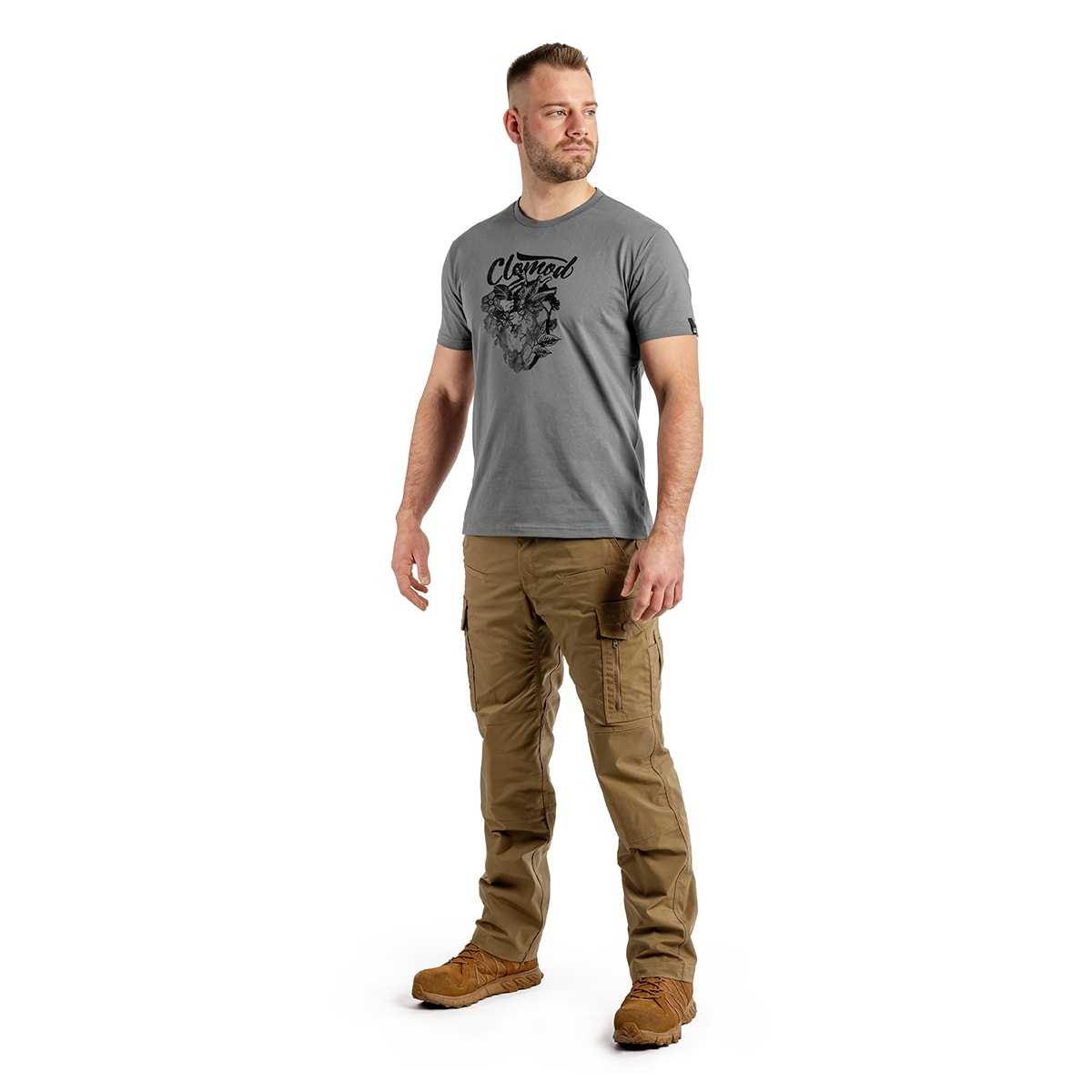 Koszulka T-shirt Pentagon CloMod Flower Heart - Wolf Grey