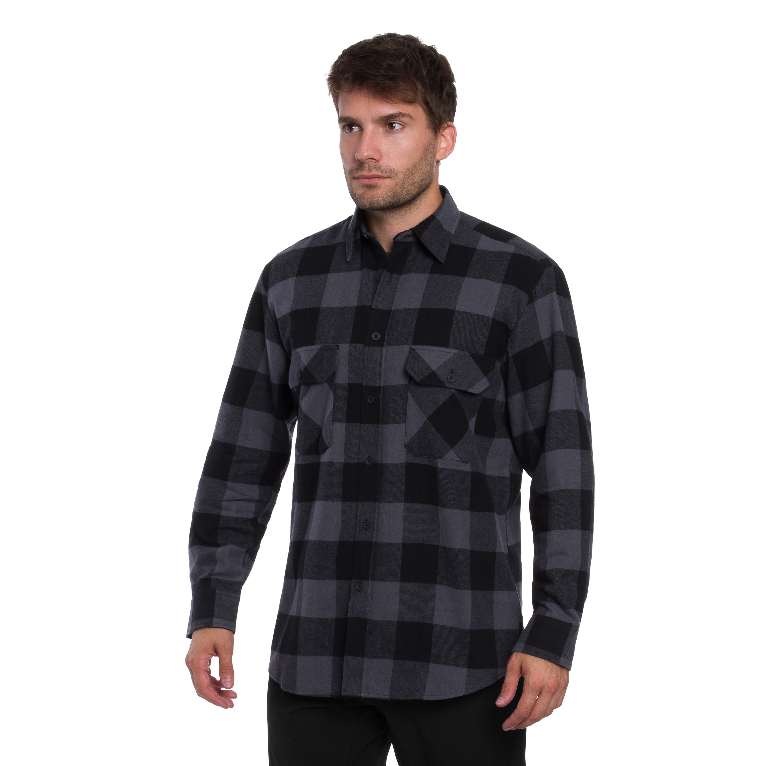 Сорочка Mil-Tec Flannel Shirt Light Longsleeve - Black/Gray
