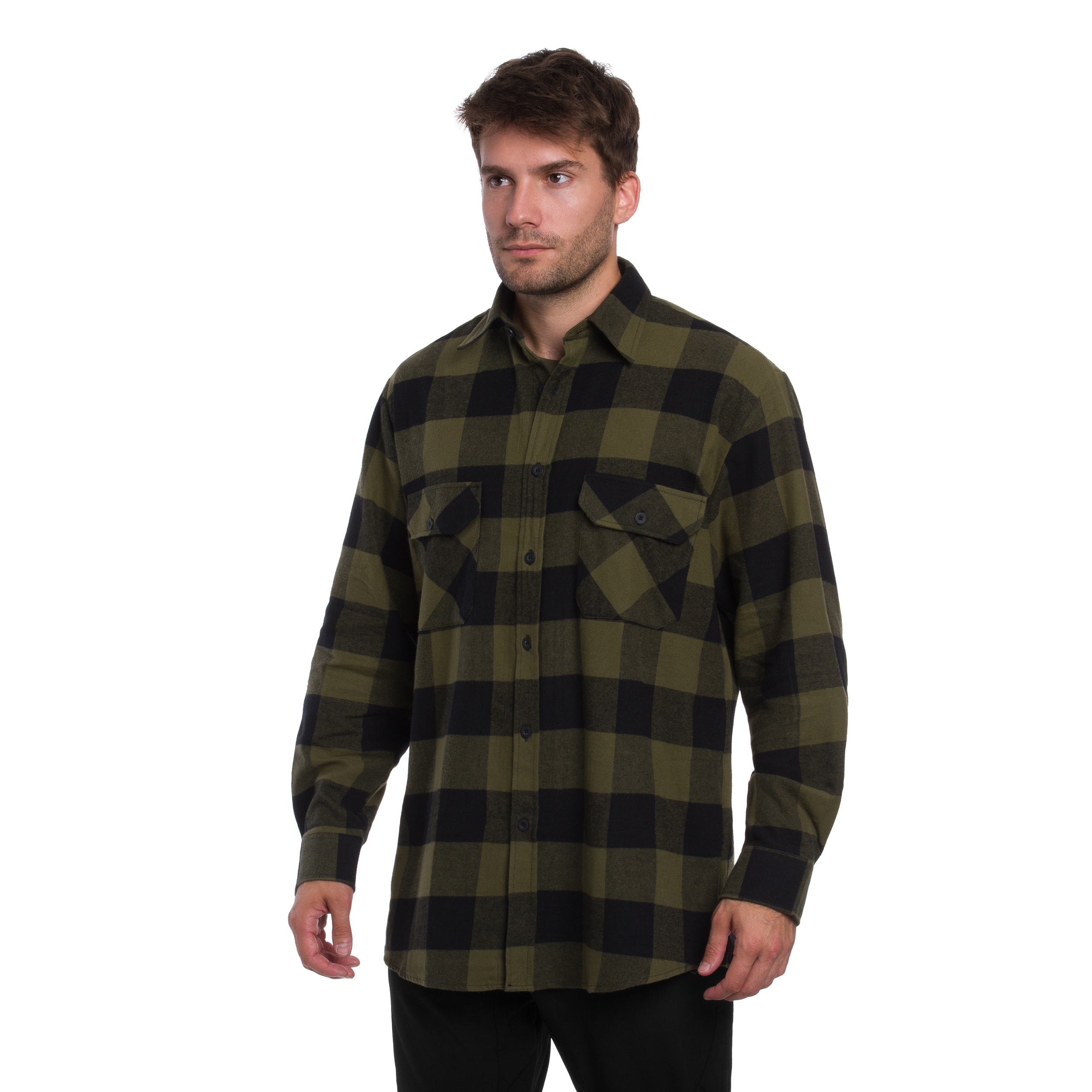 Koszula Mil-Tec Flannel Shirt Light Longsleeve - Black/Olive