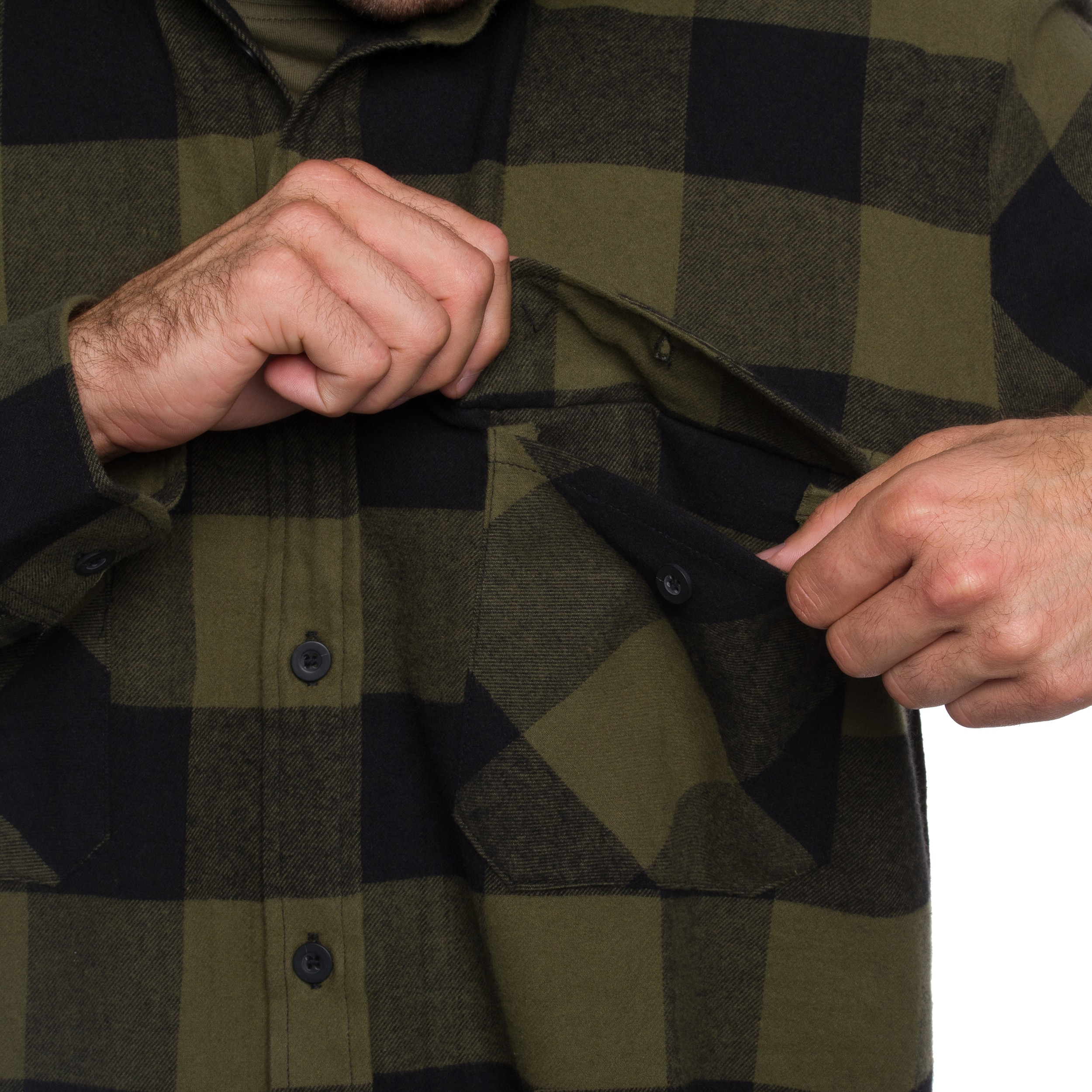 Koszula Mil-Tec Flannel Shirt Light Longsleeve - Black/Olive