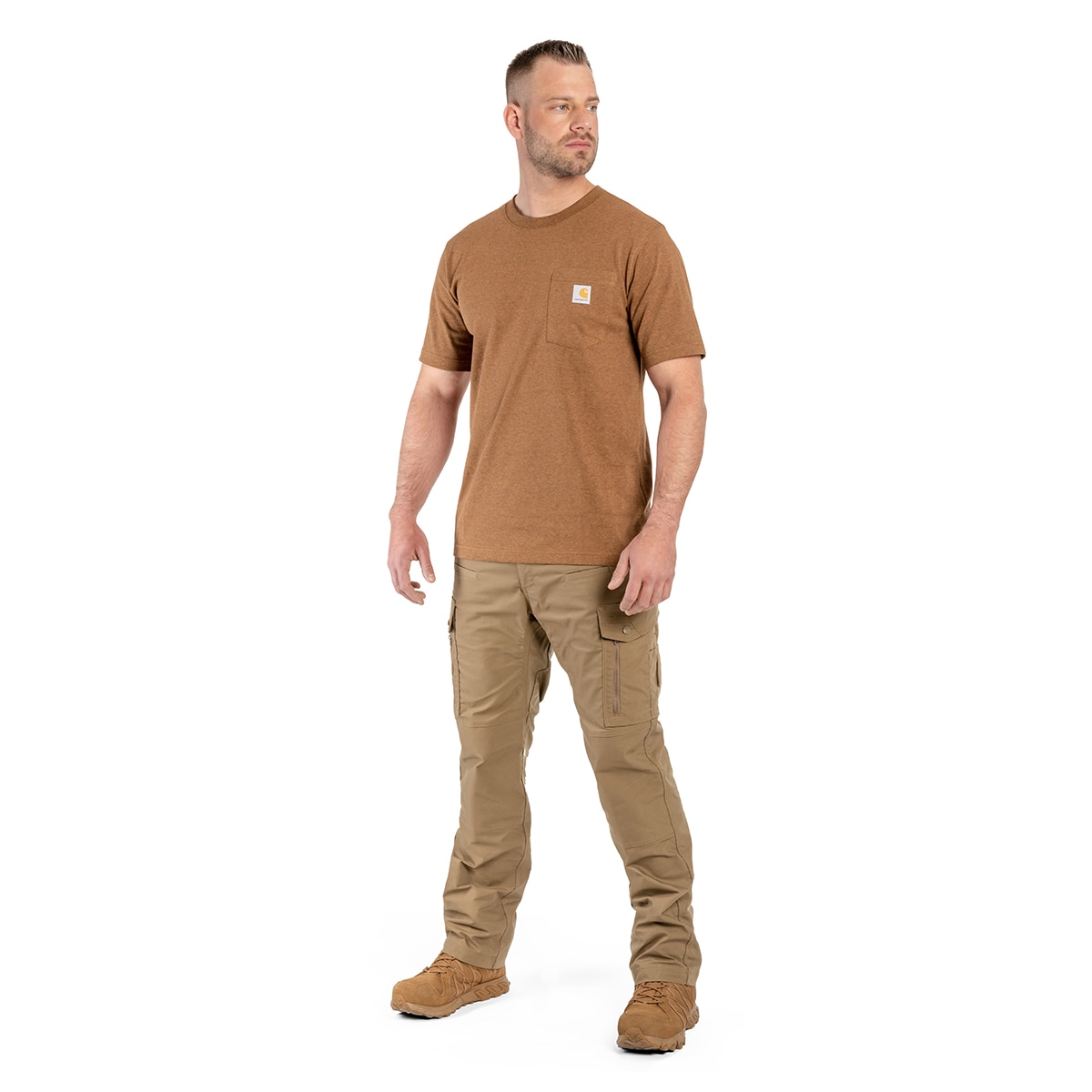 Koszulka T-Shirt Carhartt K87 Pocket - Oiled Walnut Heather 