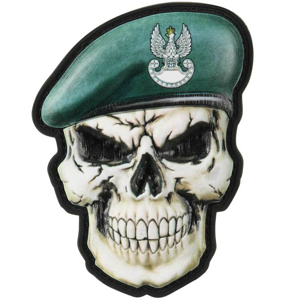Naszywka M-Tac Czaszka w berecie Siły Specjalne 3D PVC - Dark Green