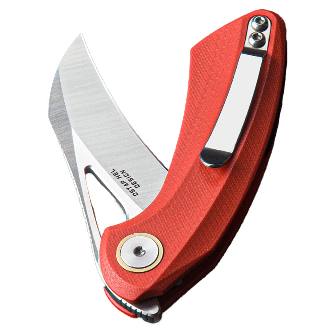 Nóż składany Bestech Knives Bihai by Ostap Hel - Stonewash/Red