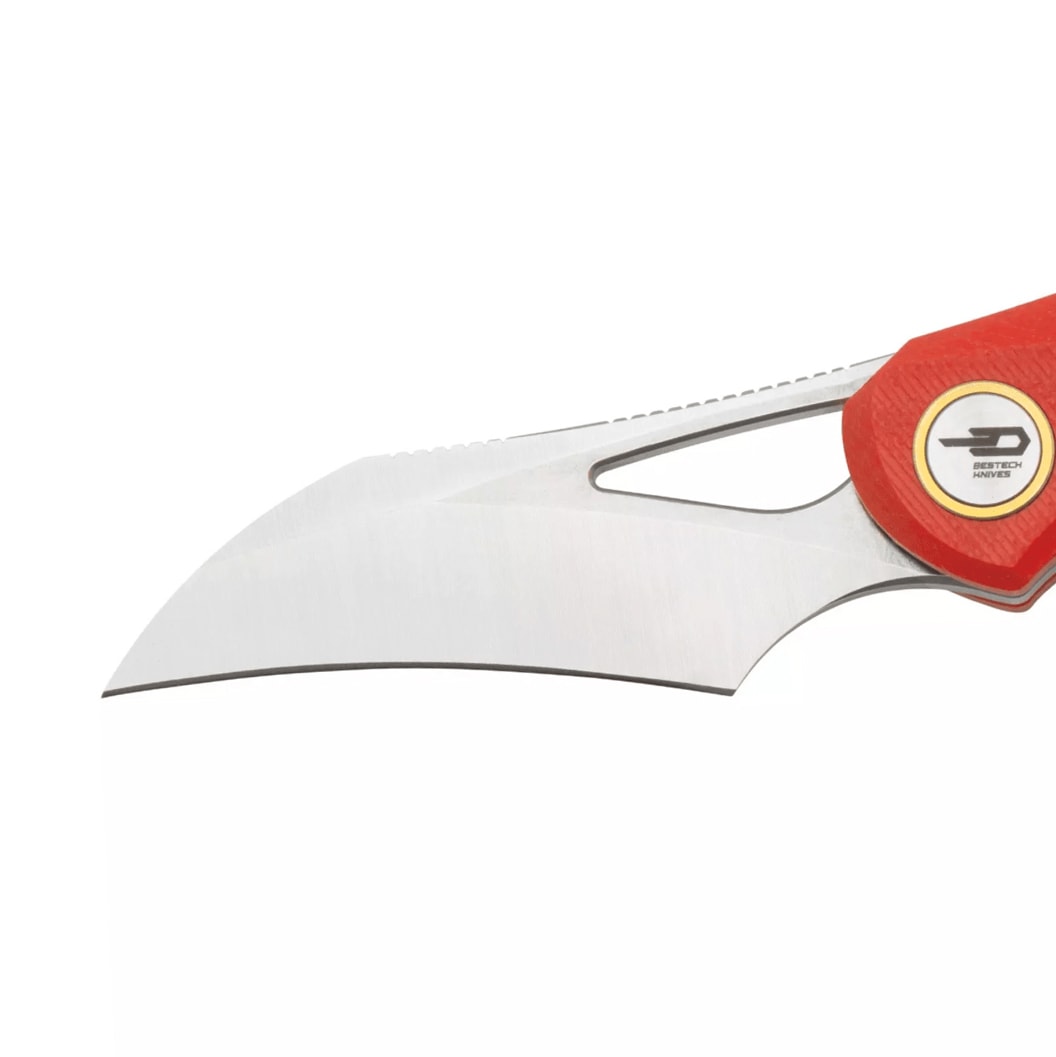Nóż składany Bestech Knives Bihai by Ostap Hel - Stonewash/Red