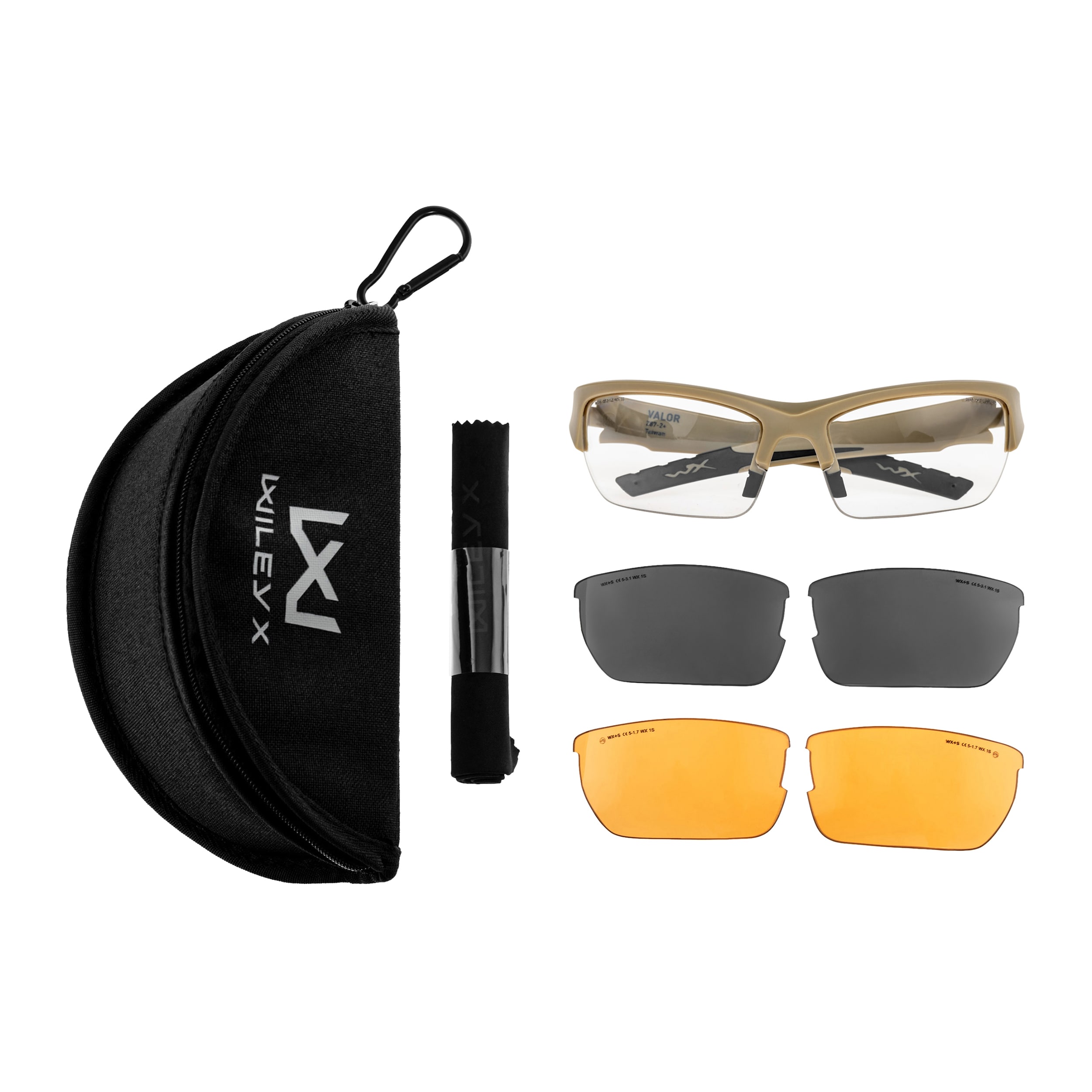 Okulary taktyczne Wiley X Valor 2.5 Set 3in1 - Matte Tan