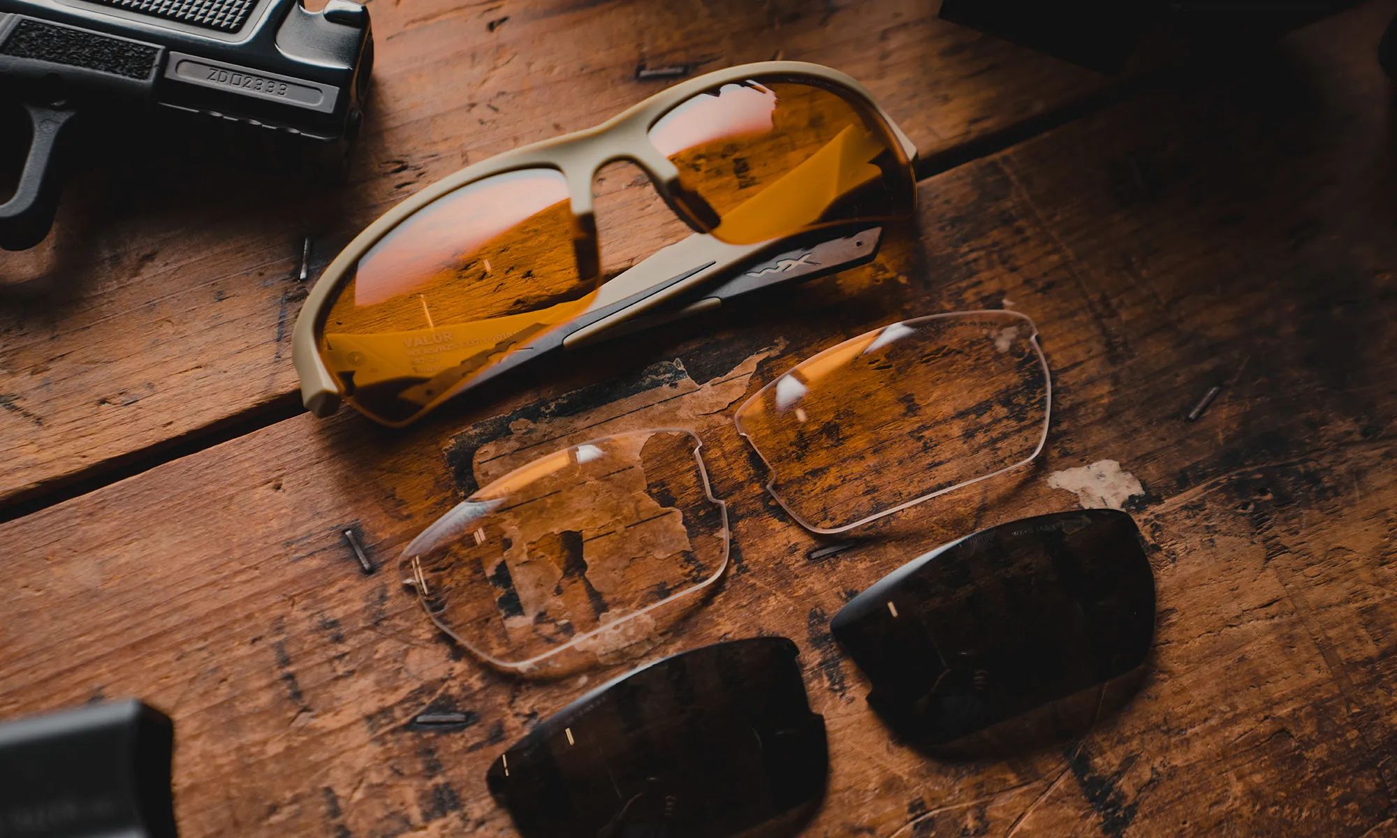 Okulary taktyczne Wiley X Valor 2.5 Set 3in1 - Matte Tan