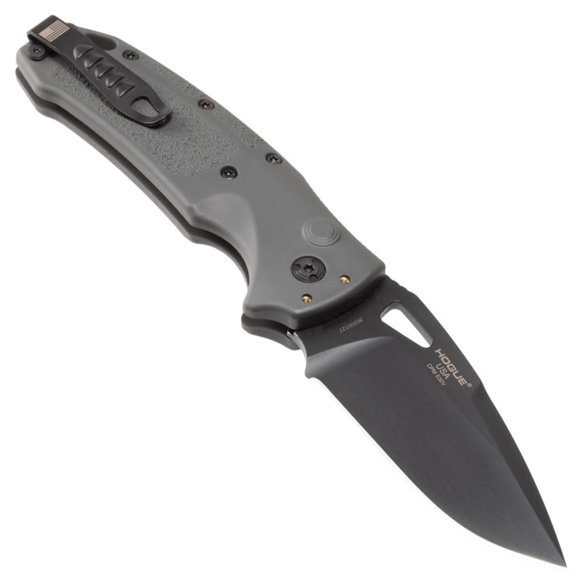 Пружинний ніж Hogue SIG K320A Tactical Drop Point Black Cerakote - Grey