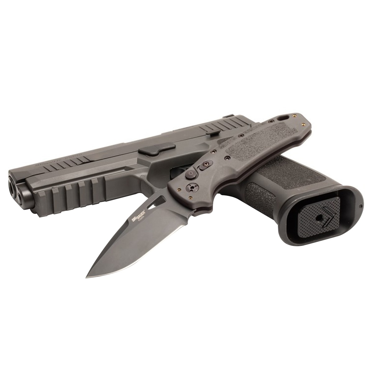 Пружинний ніж Hogue SIG K320A Tactical Drop Point Black Cerakote - Grey