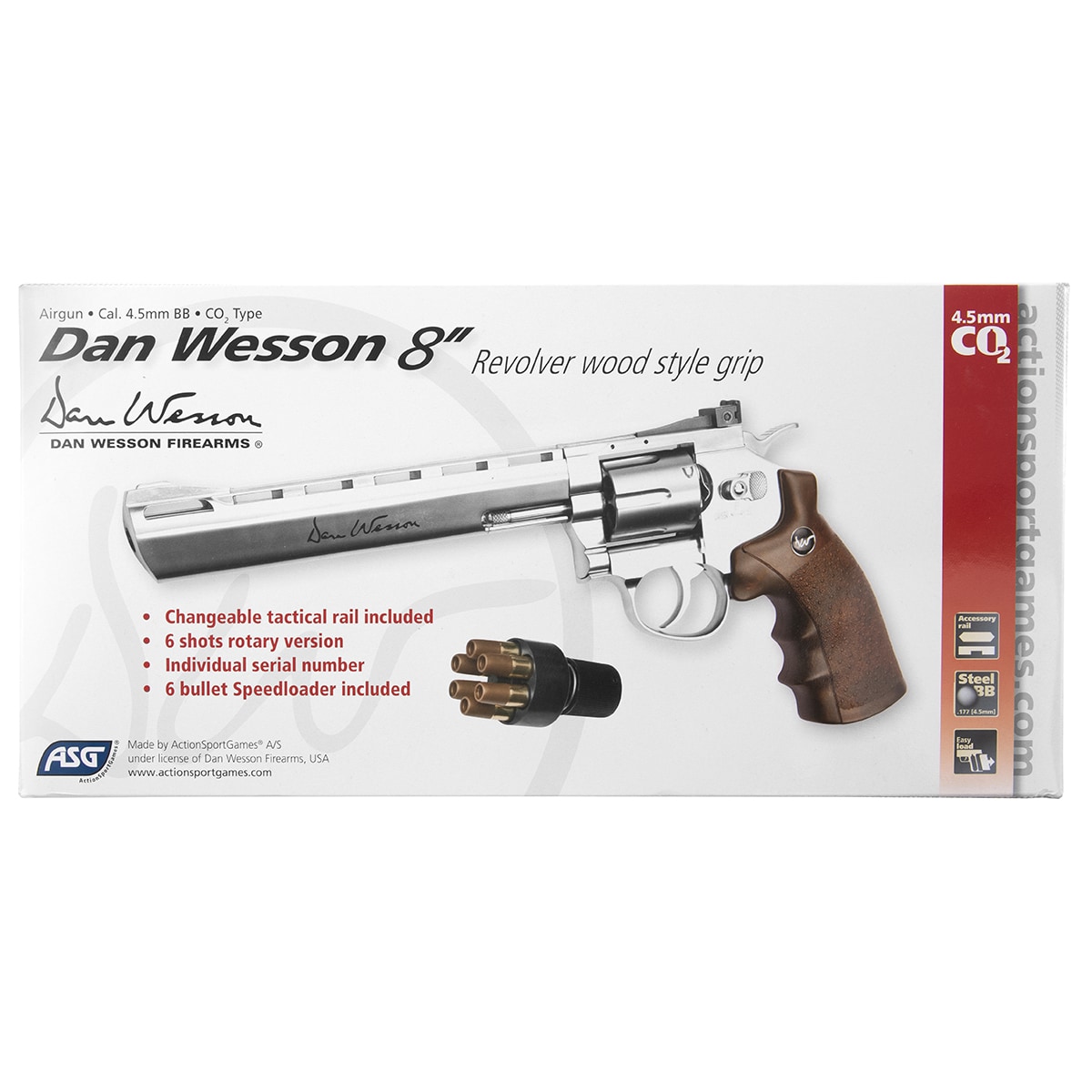 Wiatrówka - rewolwer Dan Wesson 8'' BB 4,5 mm Silver