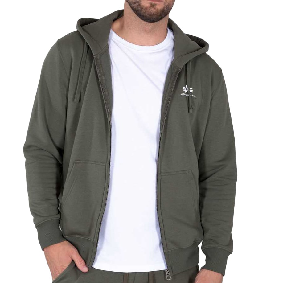 Bluza Alpha Industries Basic Zip Hoody Small Logo - Dark Olive