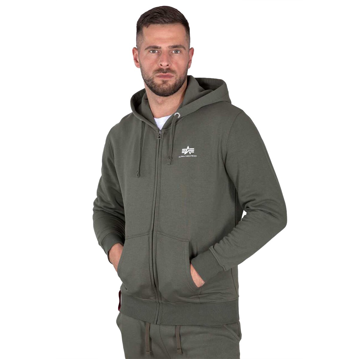 Bluza Alpha Industries Basic Zip Hoody Small Logo - Dark Olive