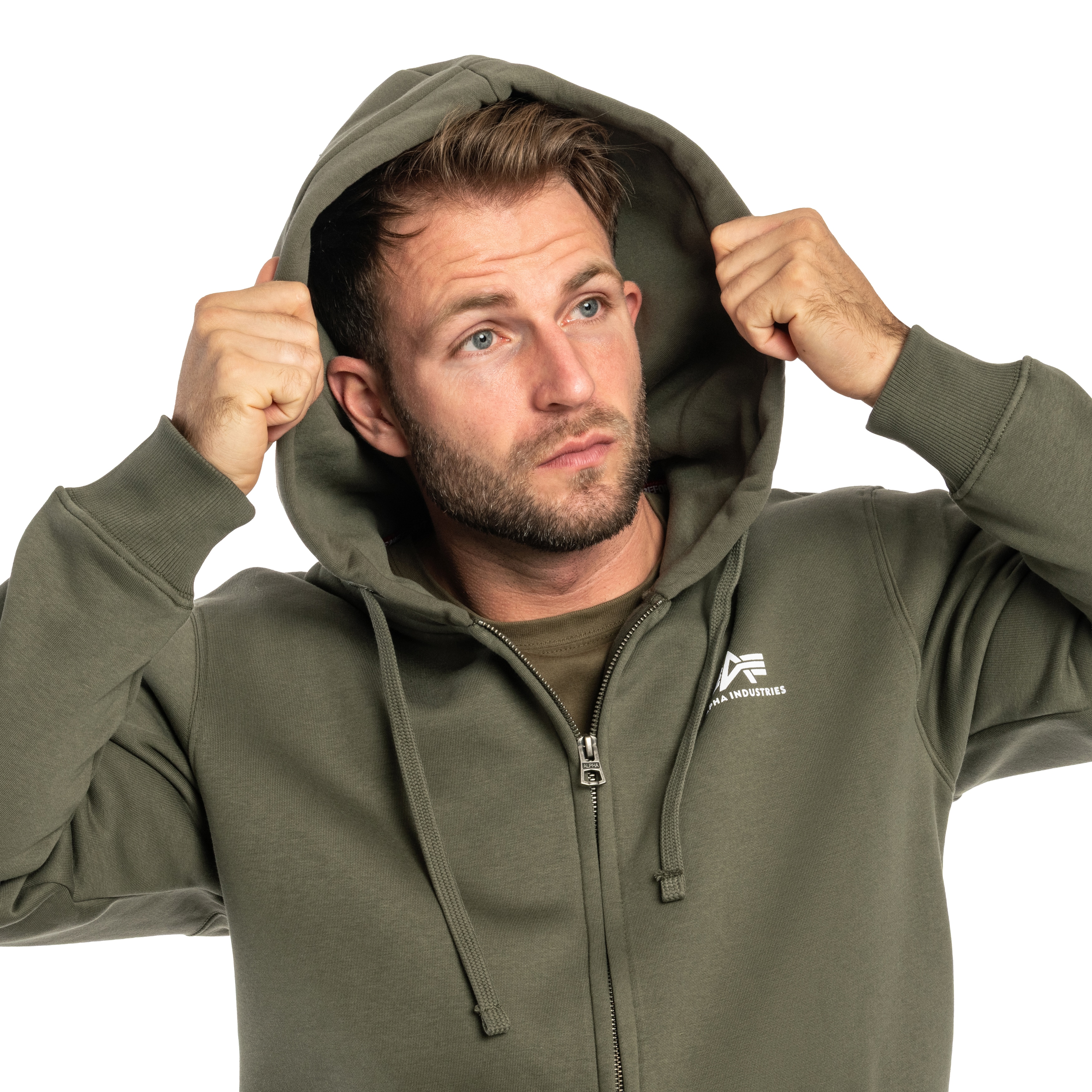 Bluza Alpha Industries Basic Zip Hoody Small Logo - Dark Olive