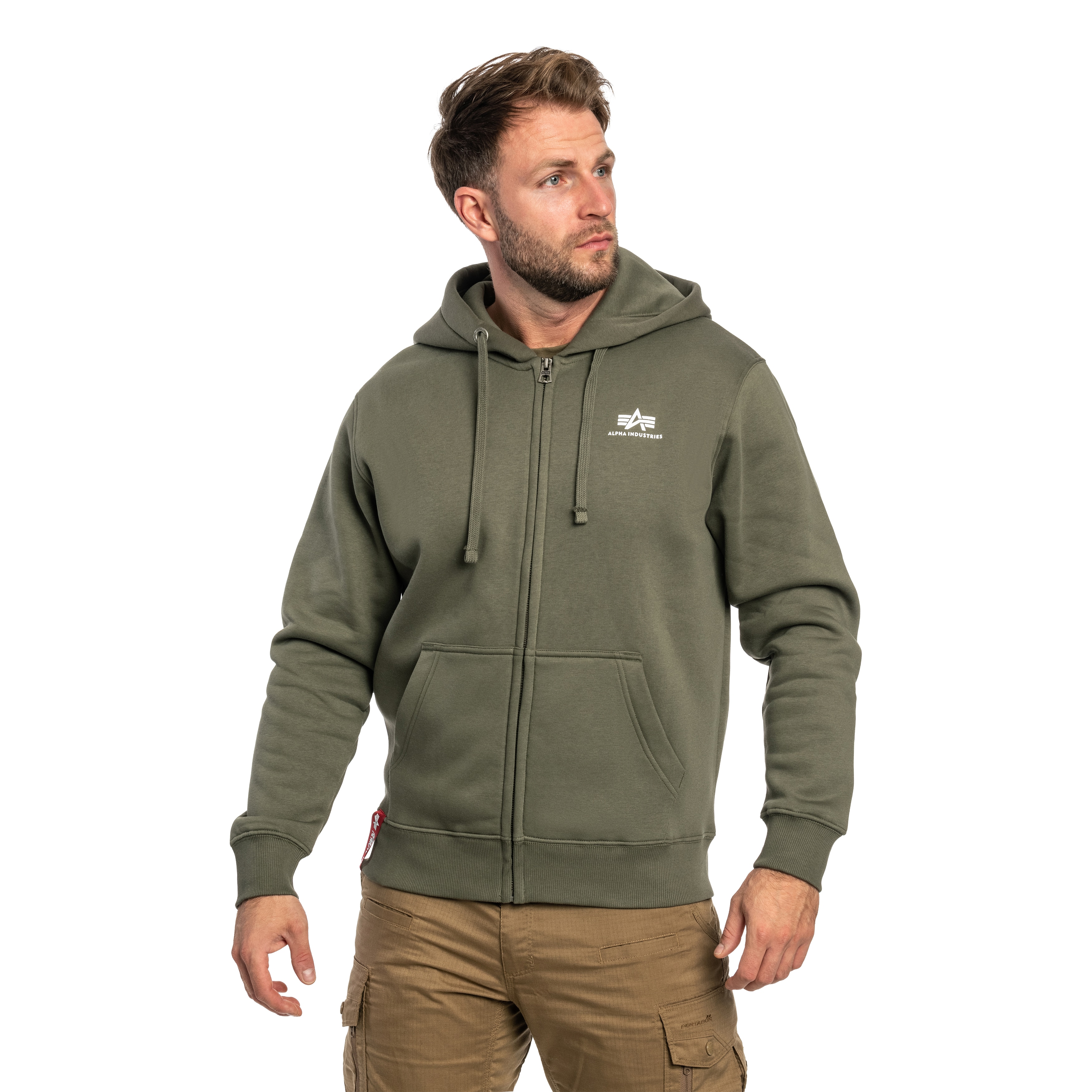 Bluza Alpha Industries Basic Zip Hoody Small Logo - Dark Olive