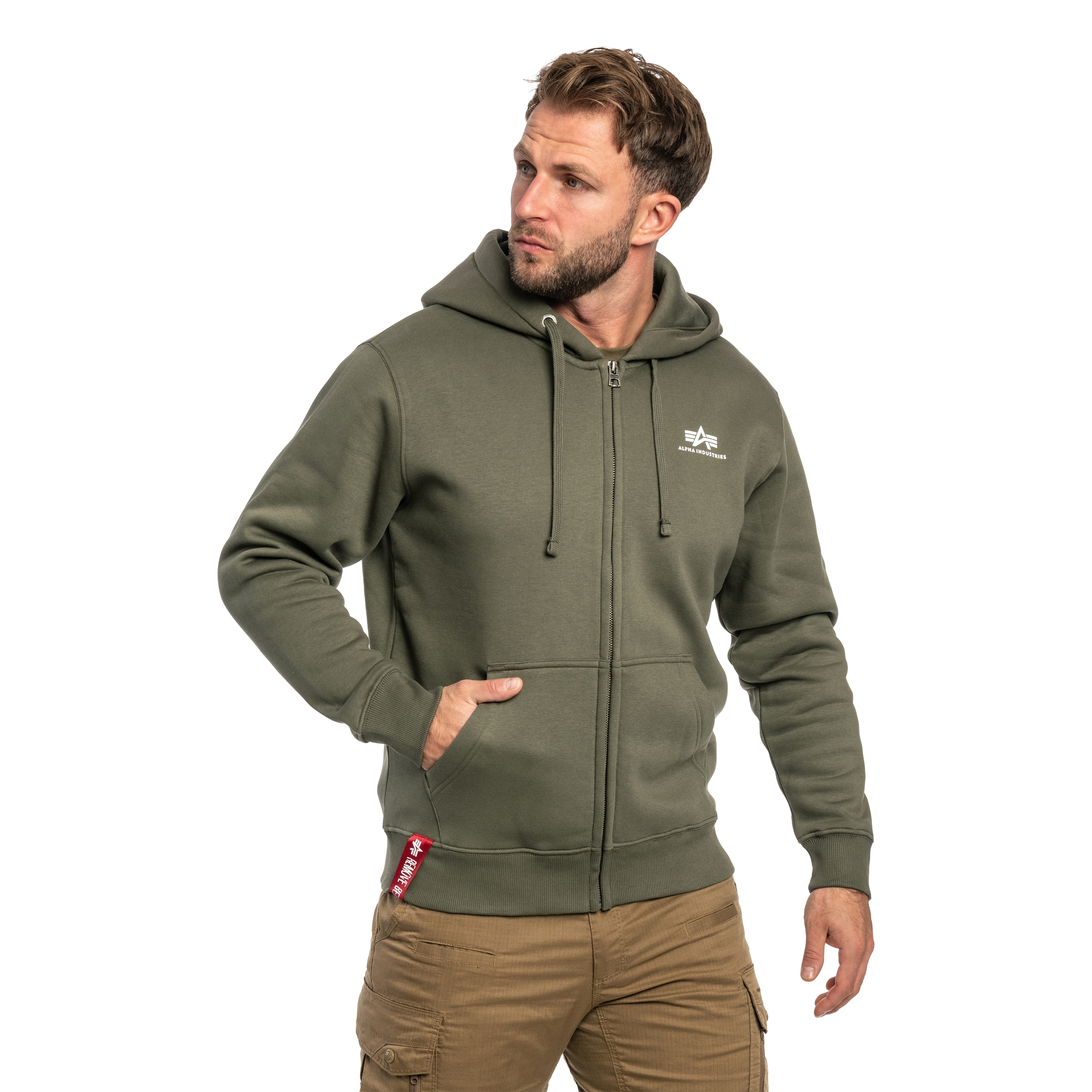 Bluza Alpha Industries Basic Zip Hoody Small Logo - Dark Olive