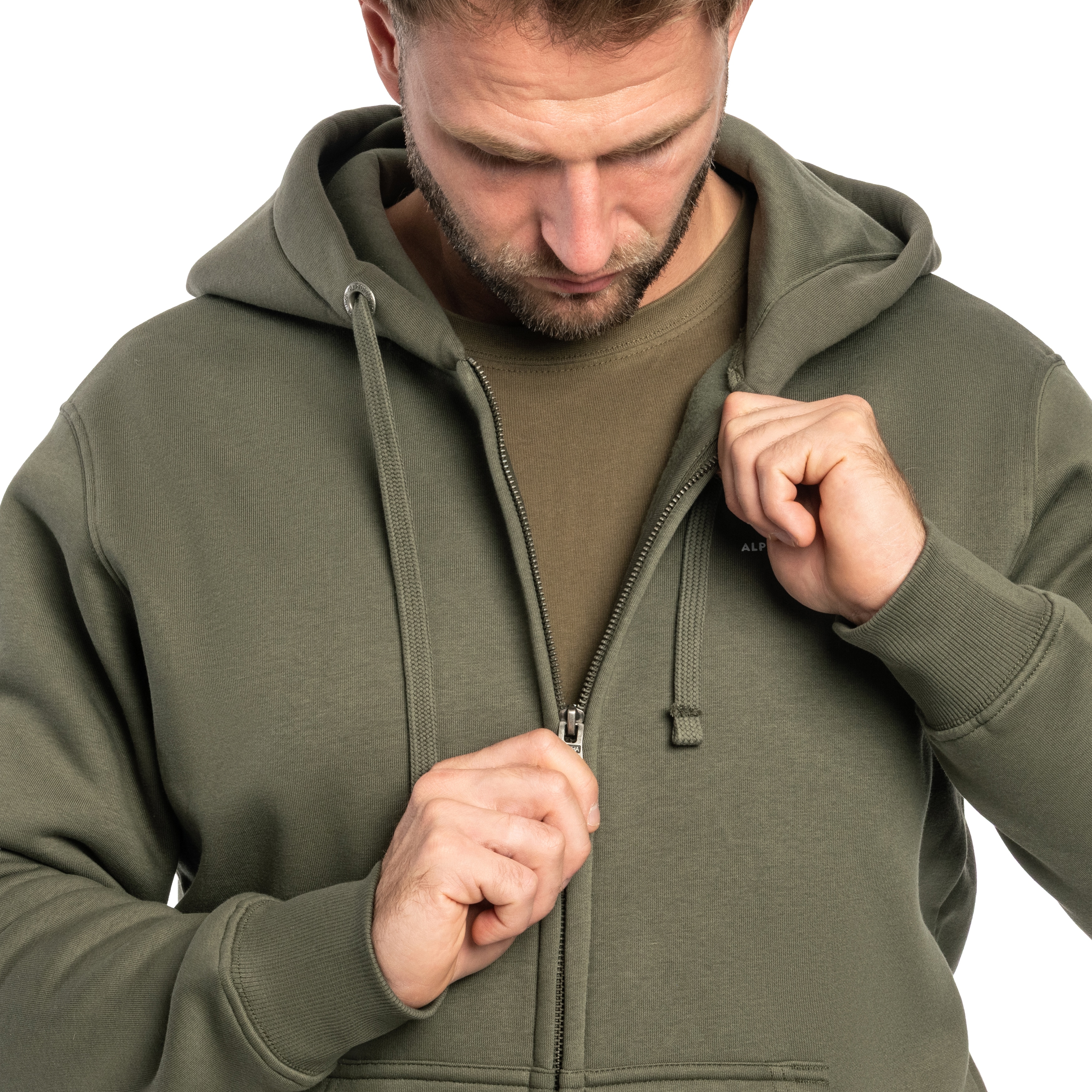Bluza Alpha Industries Basic Zip Hoody Small Logo - Dark Olive