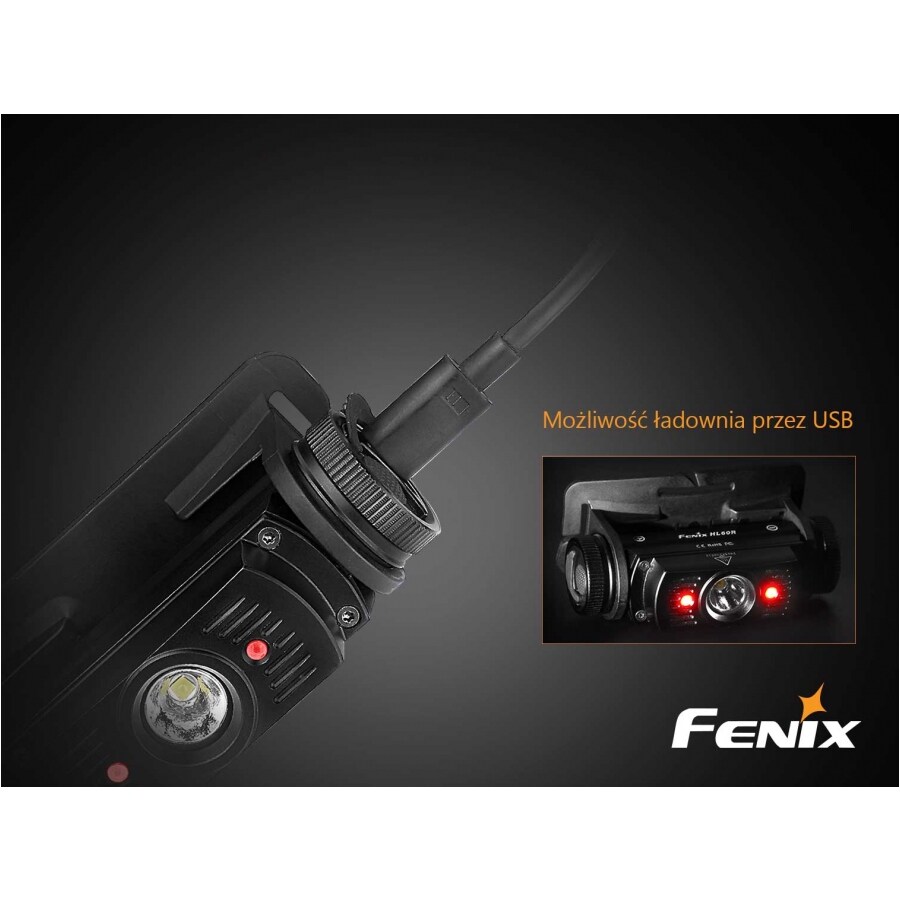 Latarka czołowa Fenix HL60R Black - 950 lumenów