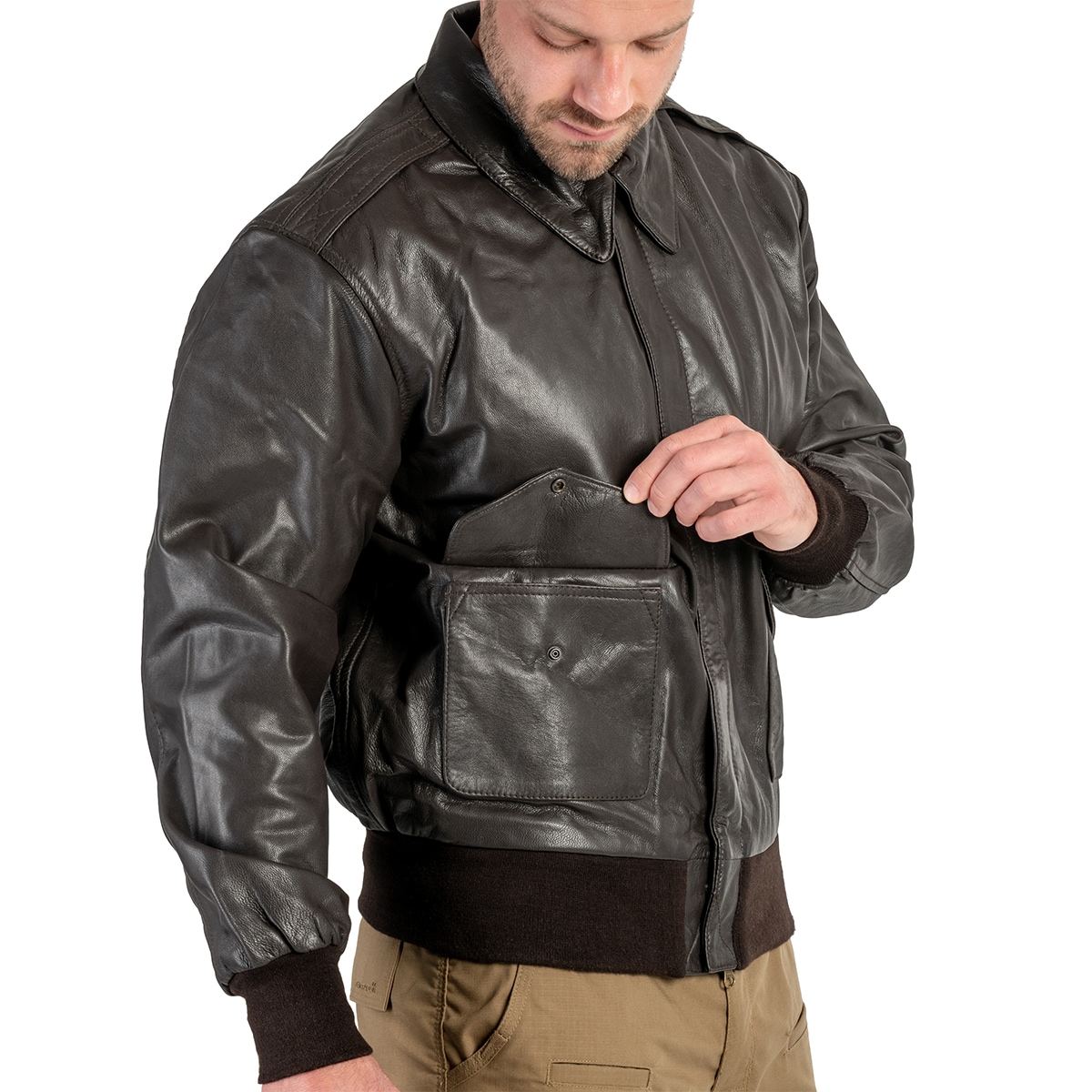 Kurtka skórzana Mil-Tec US A2 Leather Flight Jacket - Brown