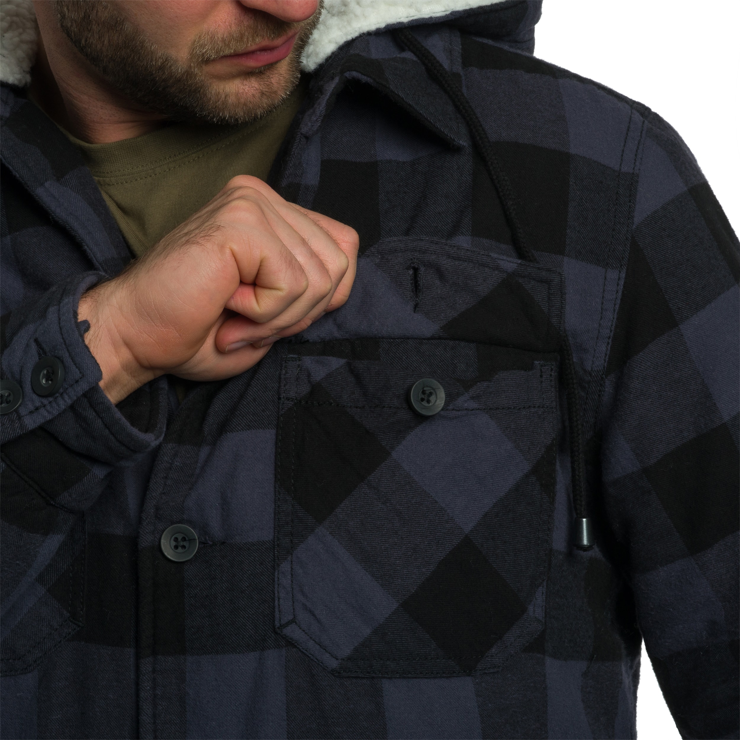 Куртка Brandit Lumberjacket Hooded - Black/Grey