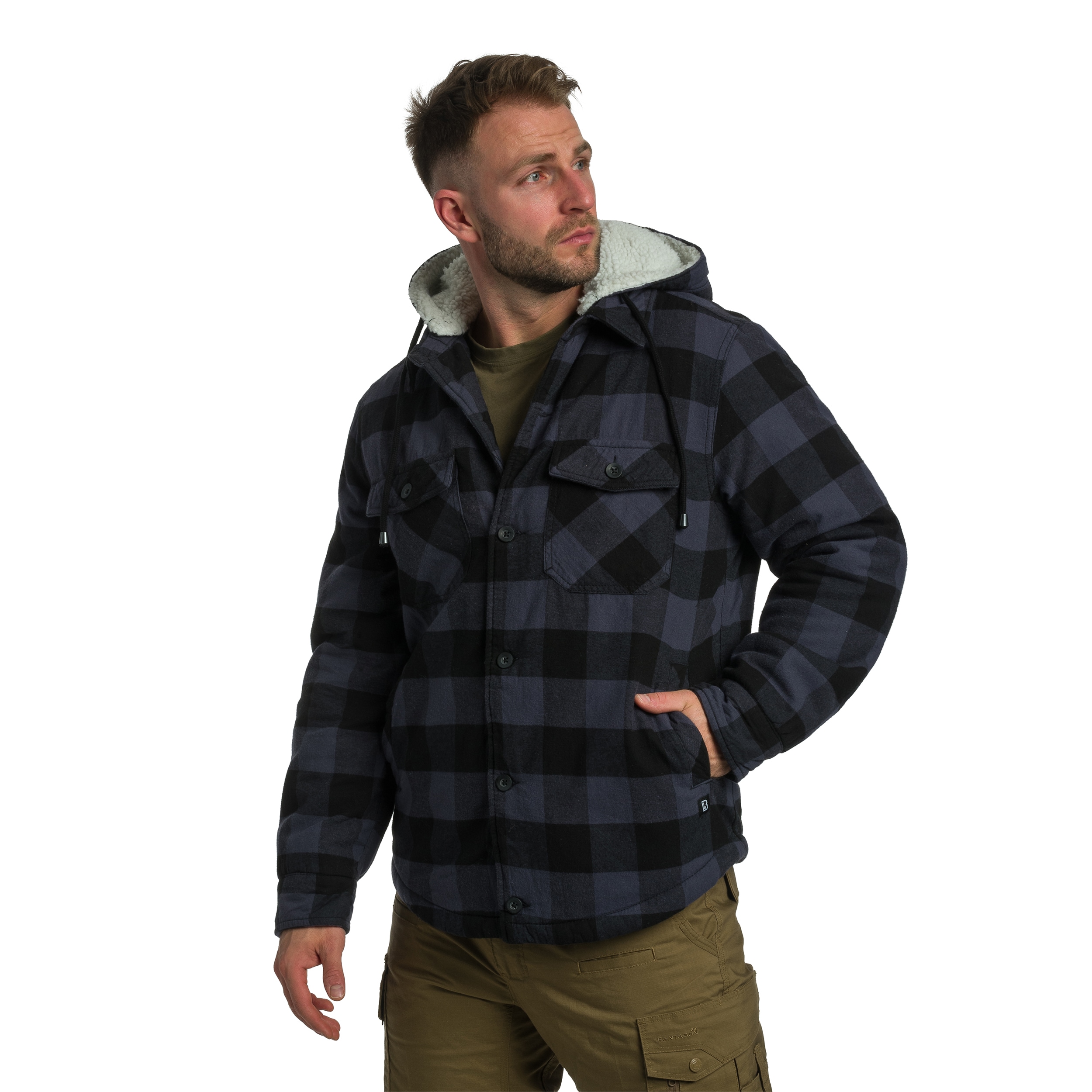 Куртка Brandit Lumberjacket Hooded - Black/Grey
