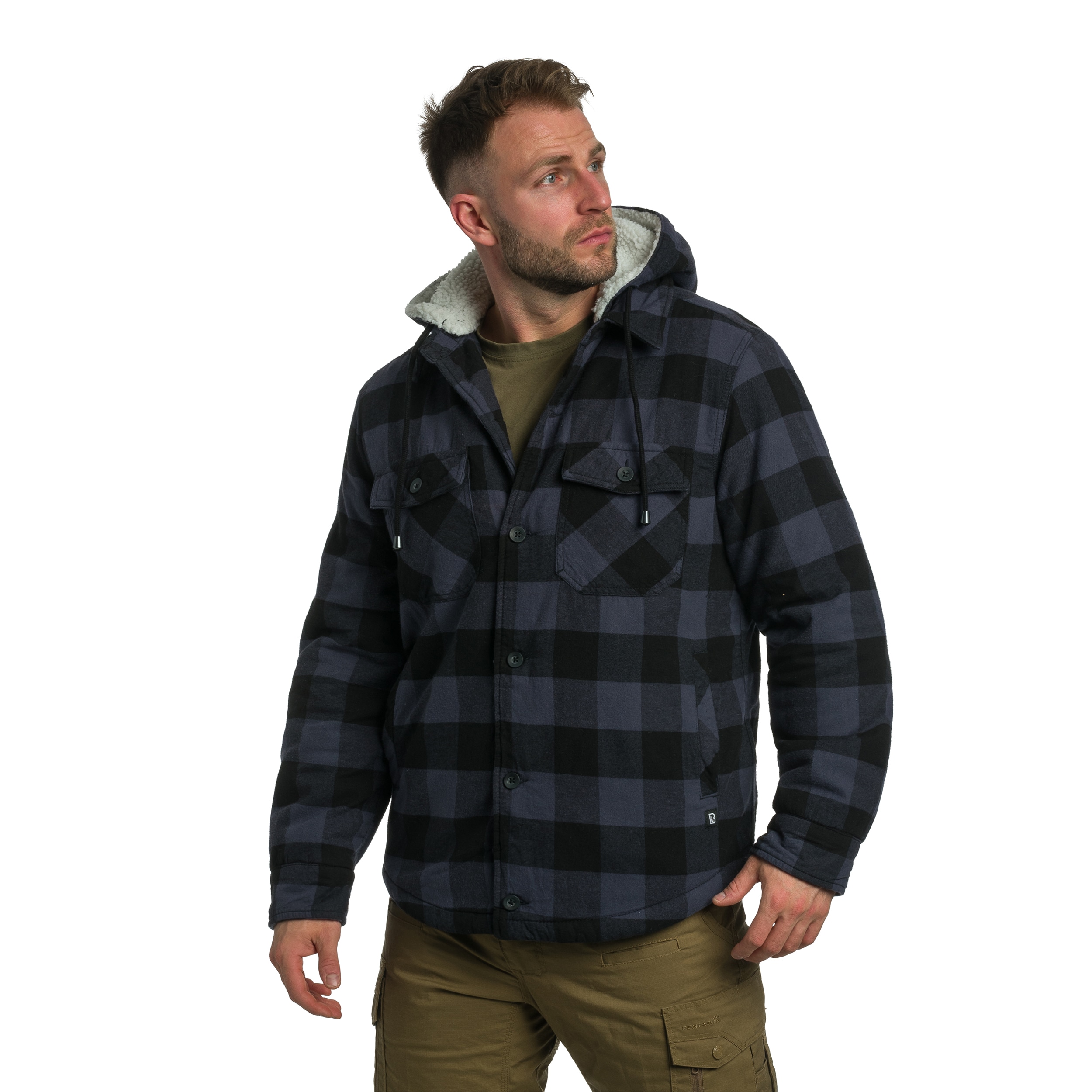 Куртка Brandit Lumberjacket Hooded - Black/Grey Gringham