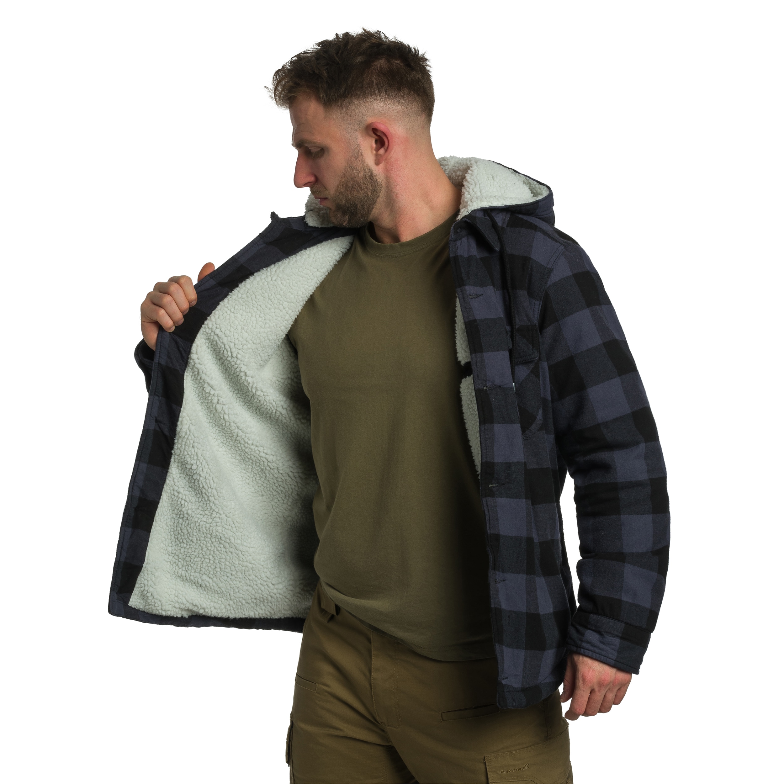 Куртка Brandit Lumberjacket Hooded - Black/Grey Gringham