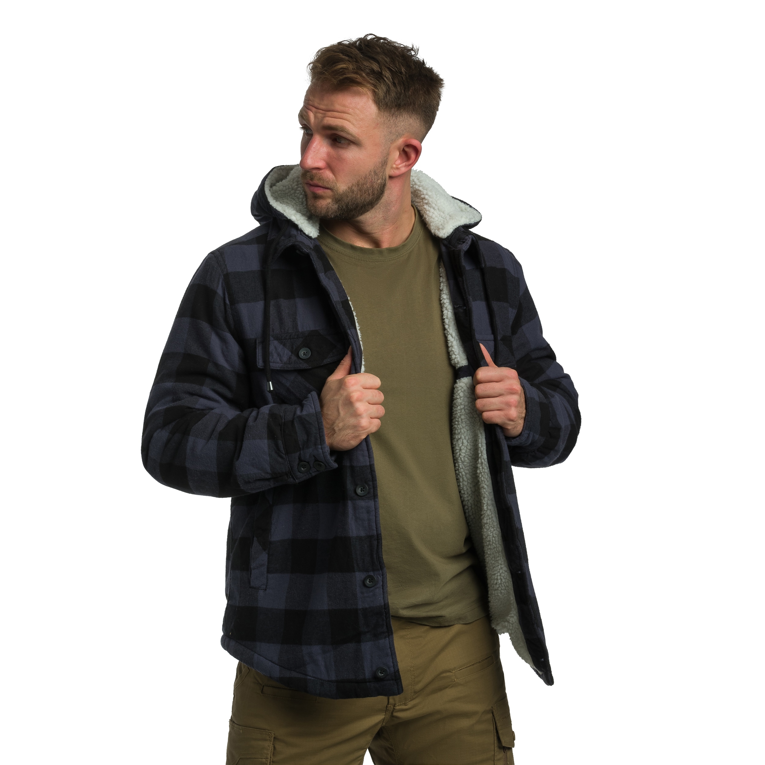 Куртка Brandit Lumberjacket Hooded - Black/Grey Gringham