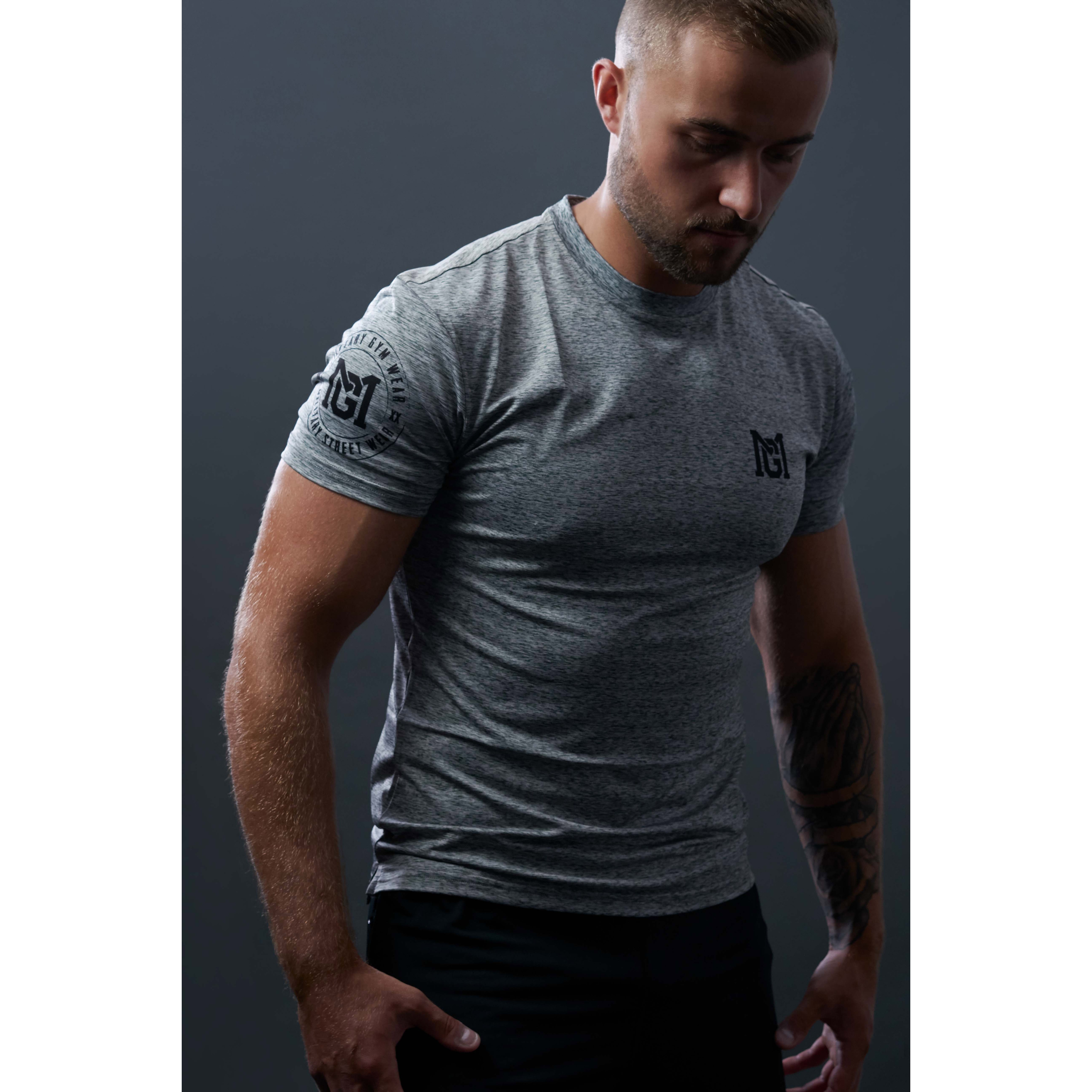 Військова тренувальна футболка Military Gym Wear Action Men Tee - сіра меланжева