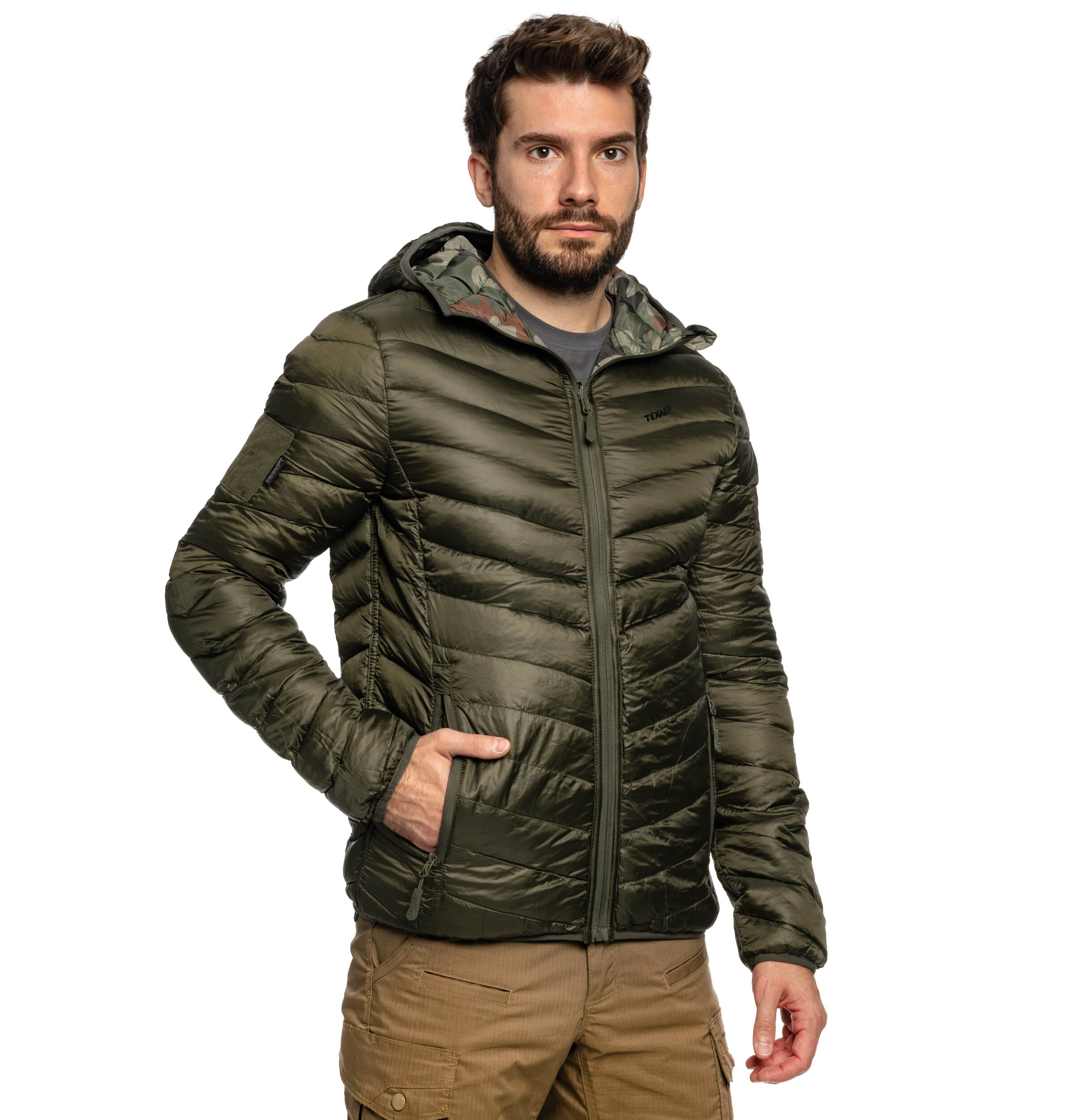 Куртка пухова двостороння Texar Reverse - Olive/wz.93 Pantera PL Woodland
