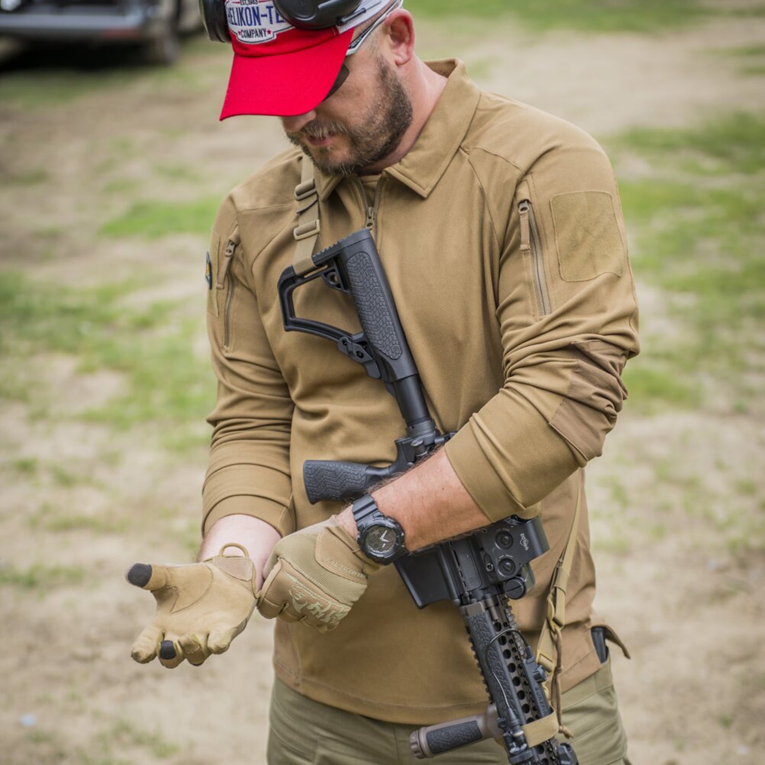 Koszulka polo Helikon-Tex Range Long Sleeve - Coyote