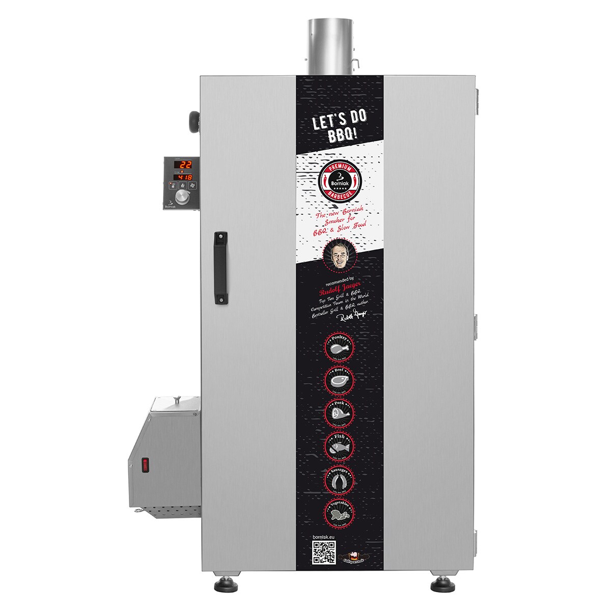 Smoker elektryczny Borniak Timer Inox BBQ v 1.4 - 150 l