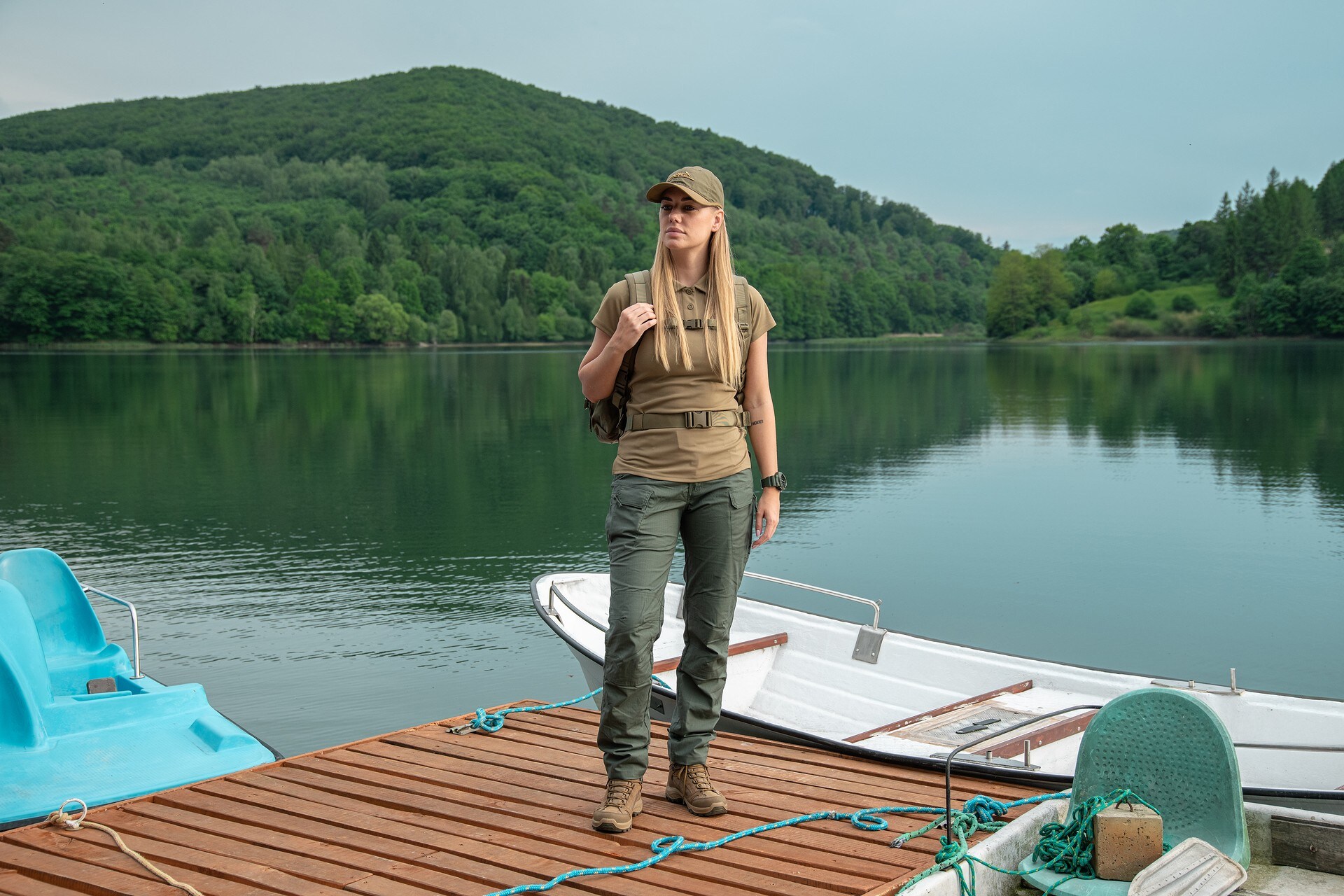 Koszulka termoaktywna Polo Helikon-Tex Women's UTL TopCool Lite - Khaki