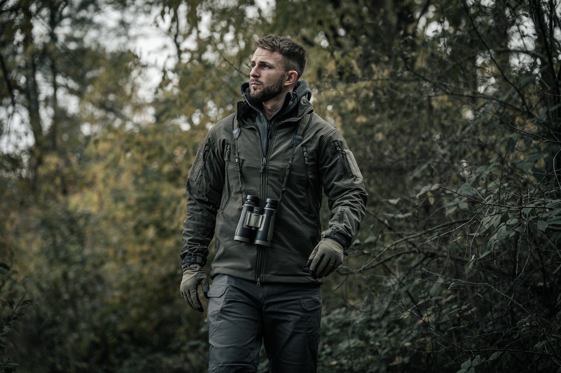 Kurtka Helikon-Tex Gunfighter Softshell Shark Skin Windblocker - Taiga Green