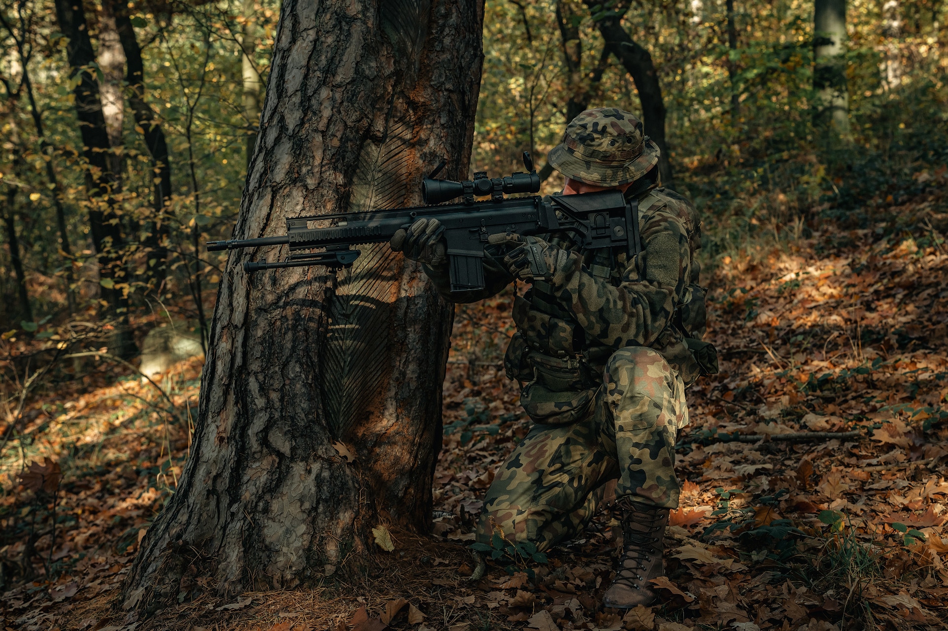 Spodnie mundurowe Helikon-Tex SFU Next Mk2 Pants PolyCotton Rip-Stop - wz.93 Pantera PL Woodland