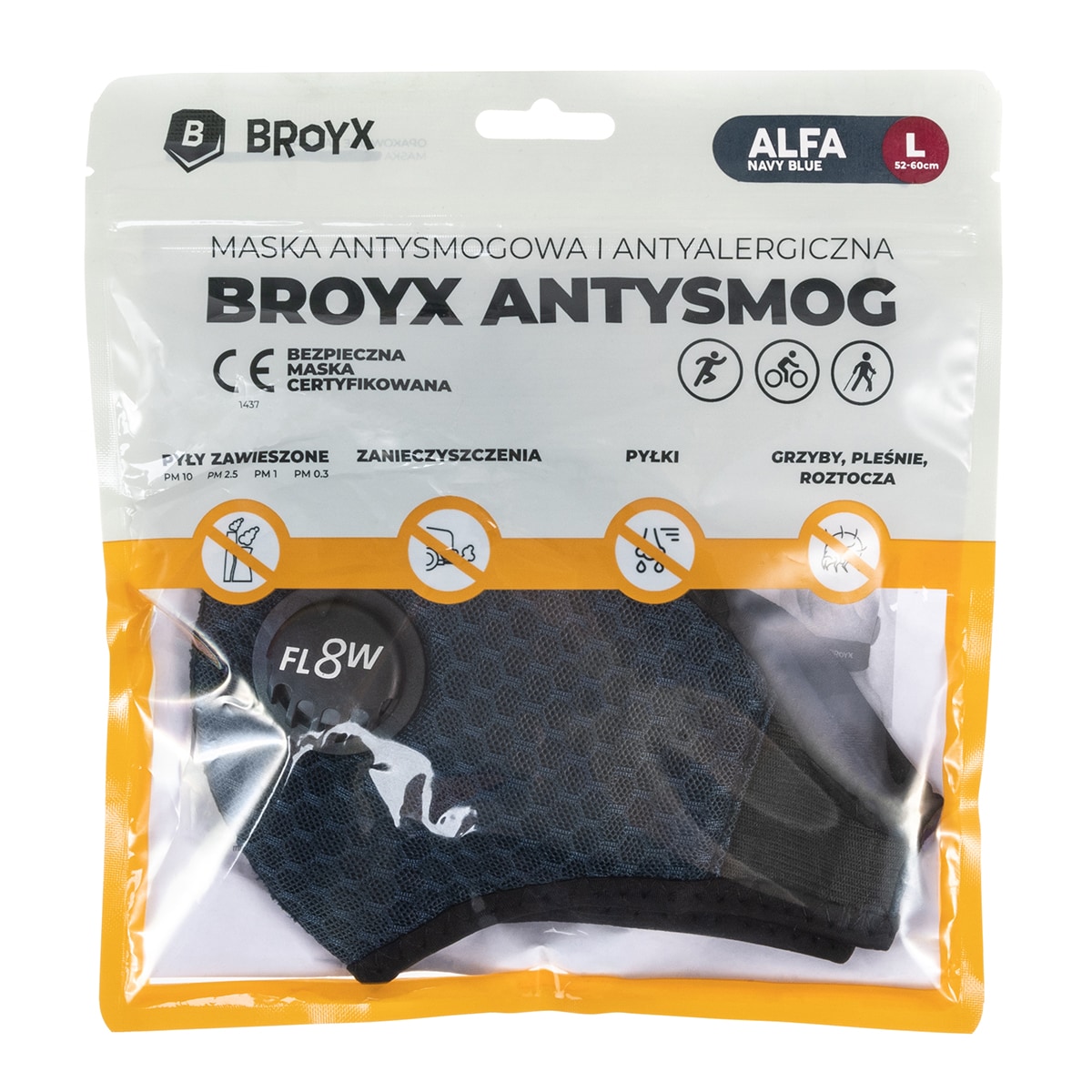 Maska antysmogowa Broyx Sport Alfa Navy Blue