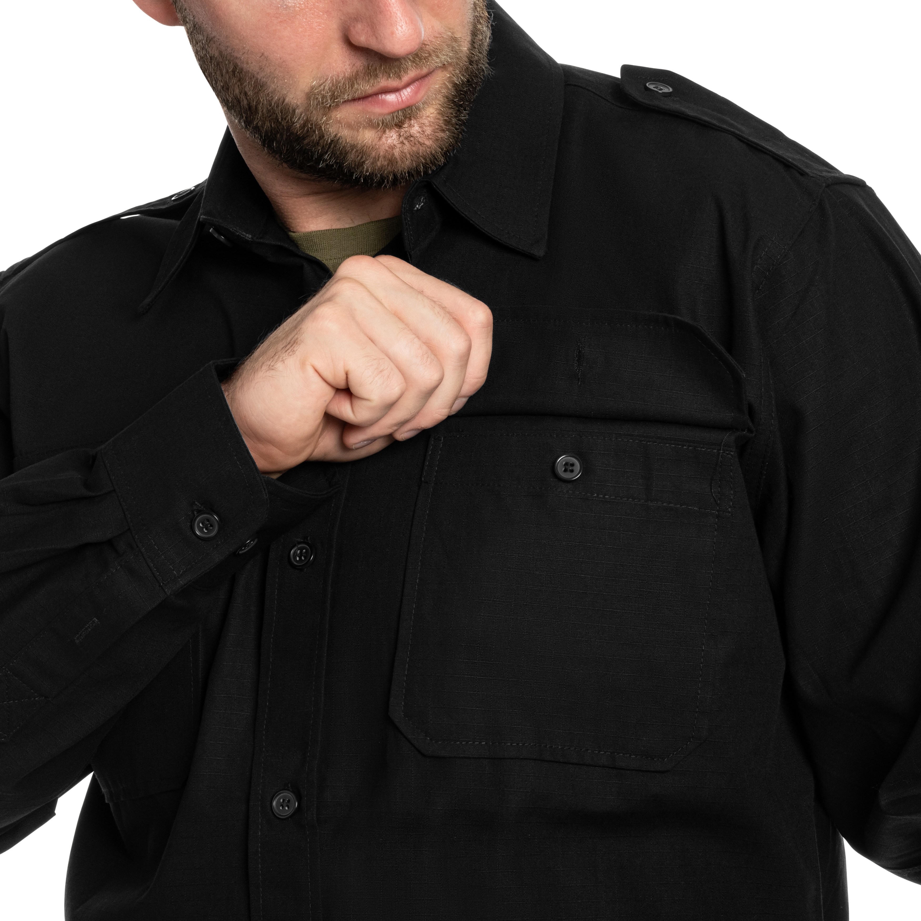Koszula taktyczna Mil-Tec Ripstop Long Sleeve - Black