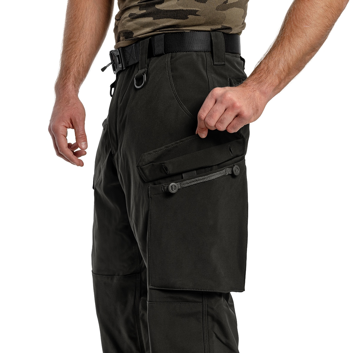 Spodnie ocieplane Mil-Tec Softshell Explorer Black - wodoodporne