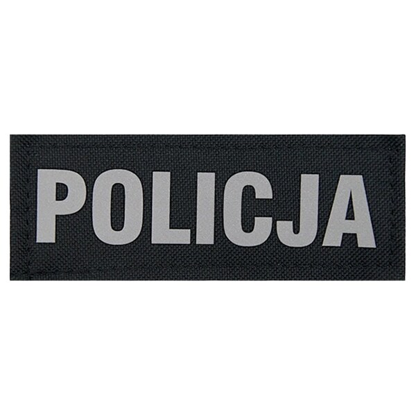 Малий світловідбиваючий напис для одягу "POLICJA" - Чорний