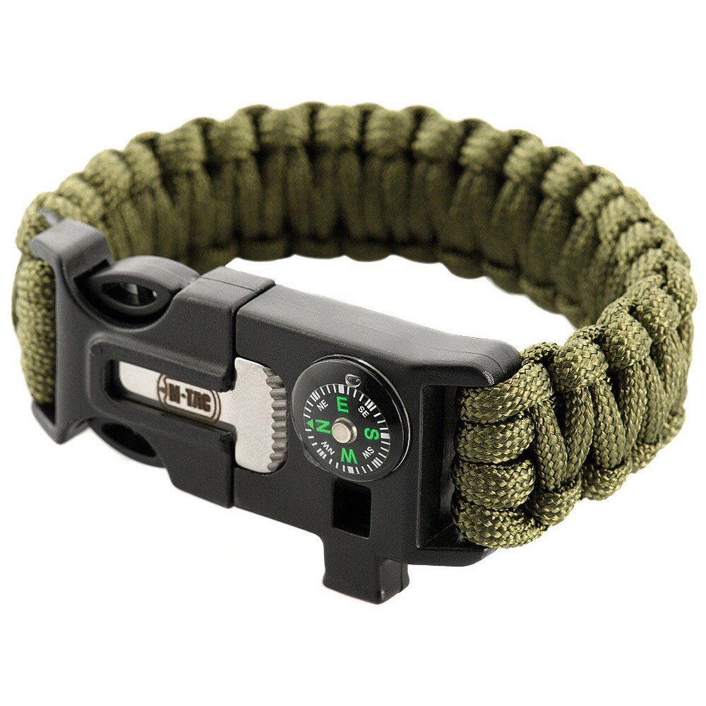 Браслет Paracord M-Tac з кресалом, компасом і свистком - Olive