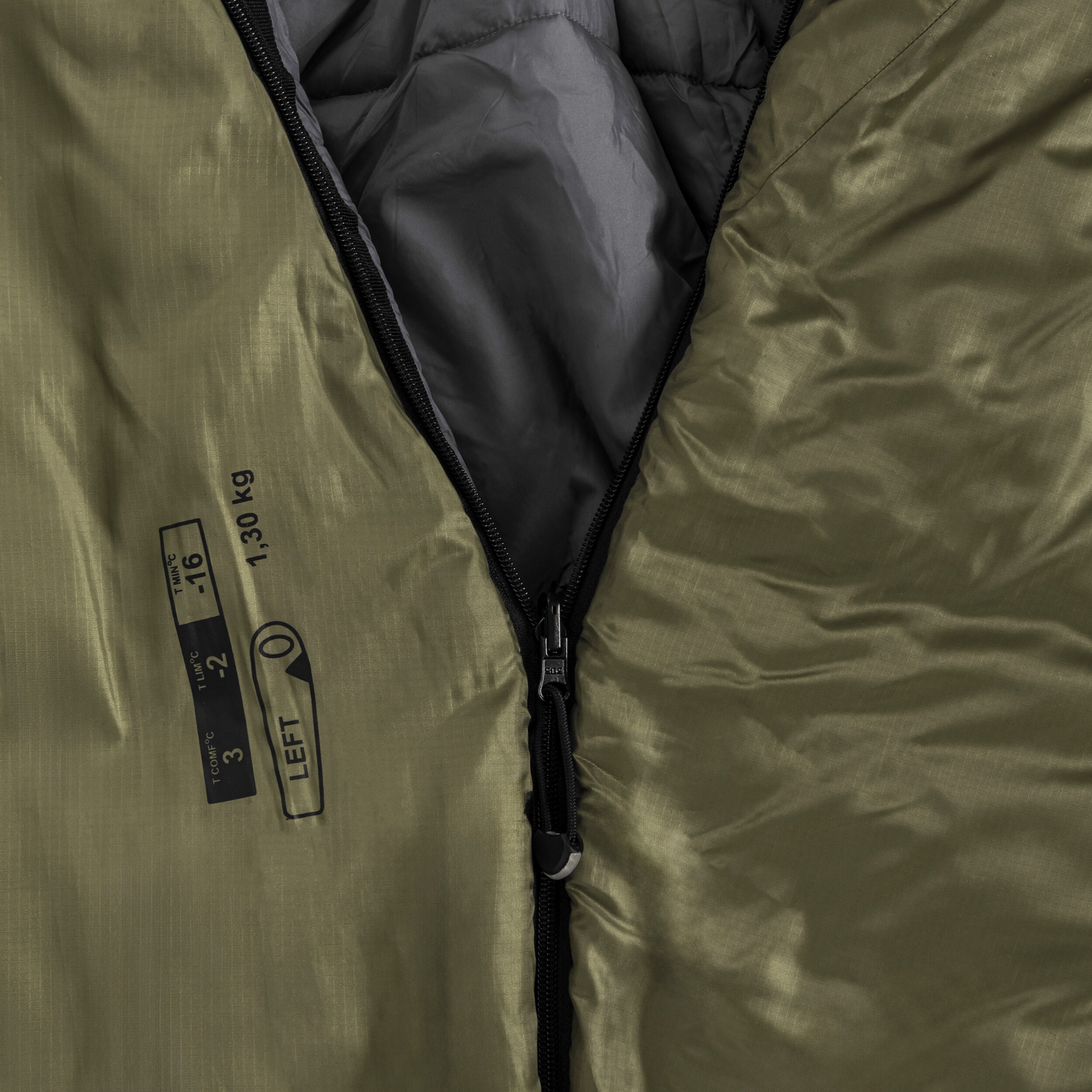 Спальний мішок Fjord Nansen Kjolen Mid 1300 г Olive Drab - лівий