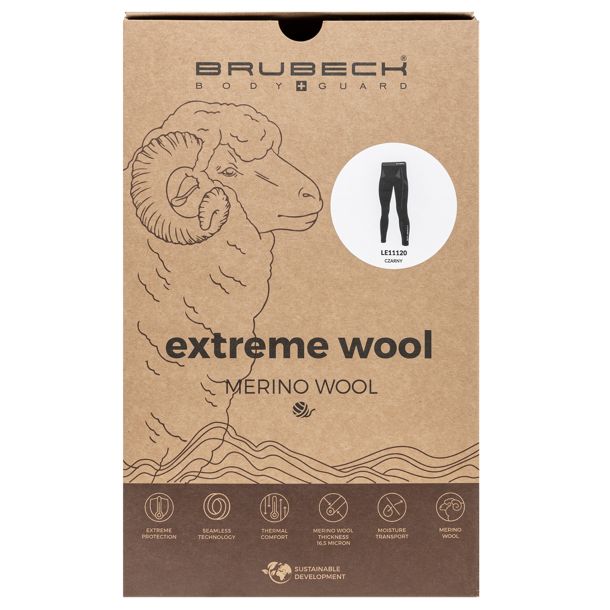 Чоловічі термоактивні легінси Brubeck Extreme Wool - Чорні