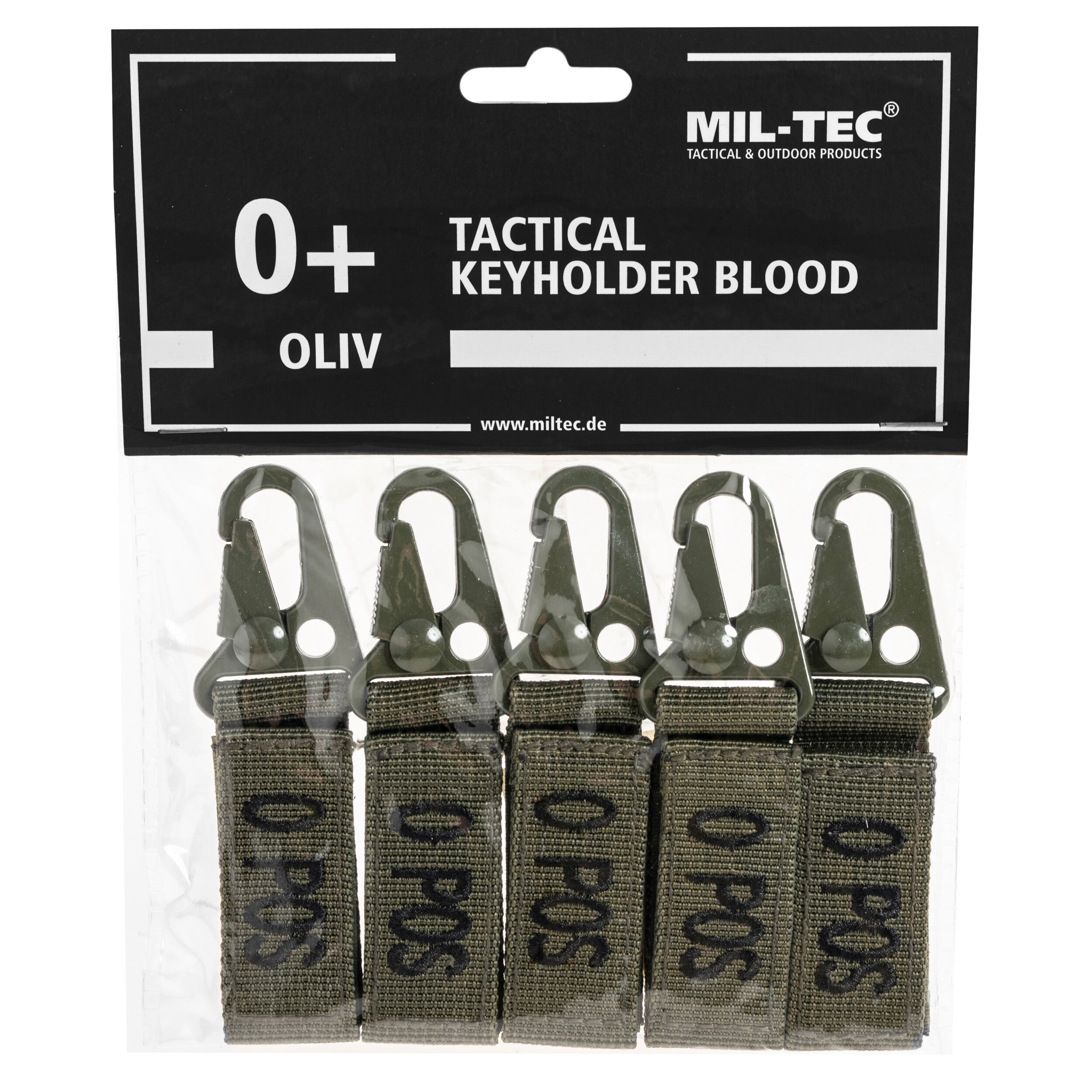 Брелок Mil-Tec група крові 0+ Olive - 5 шт.