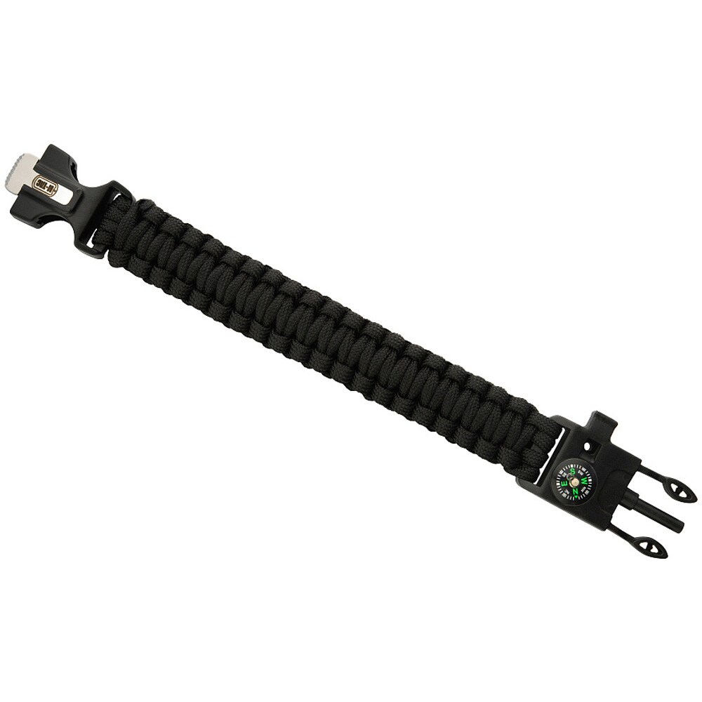 Браслет Paracord M-Tac з кресалом, компасом і свистком - Black
