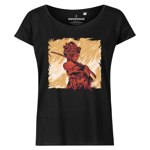 Koszulka T-shirt damska Voyovnik Samurai On Fire - czarna 