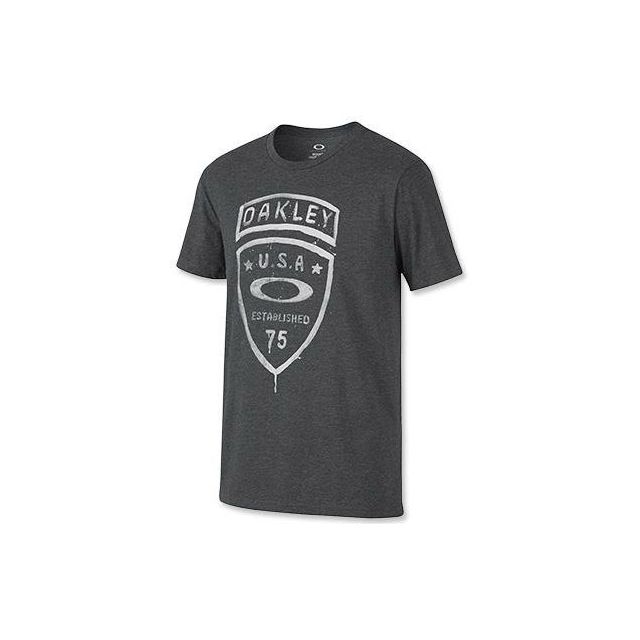 Koszulka T-Shirt Oakley SI Crest Tee Jet Black Heather - ciemno szara