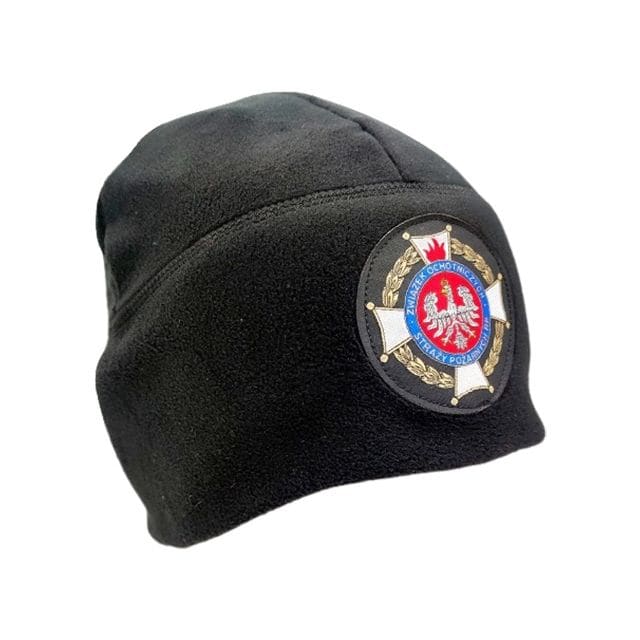 Czapka polarowa Ochotniczej Straży Pożarnej z emblematem - Czarna