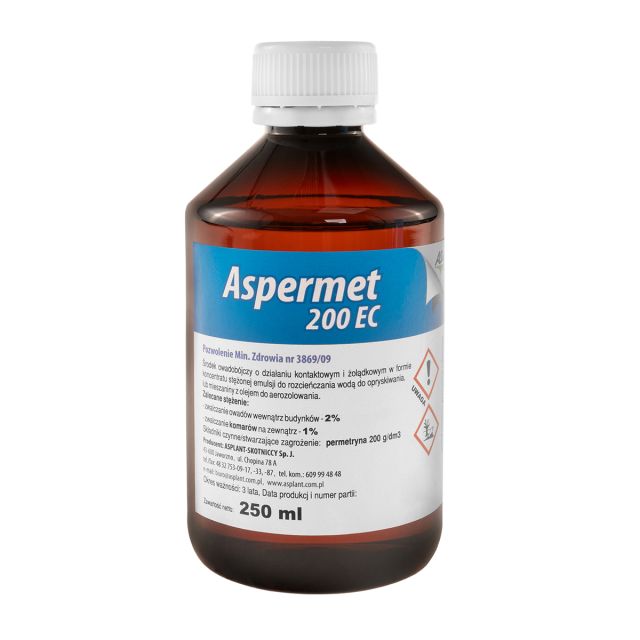 Płyn na komary, kleszcze i muchy Asplant Aspermet 200 EC z permetryną 250 ml