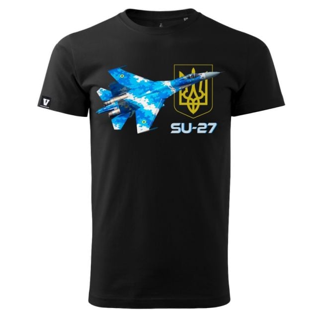 Koszulka T-Shirt Voyovnik SU-27 Siły powietrzne Ukrainy - Black