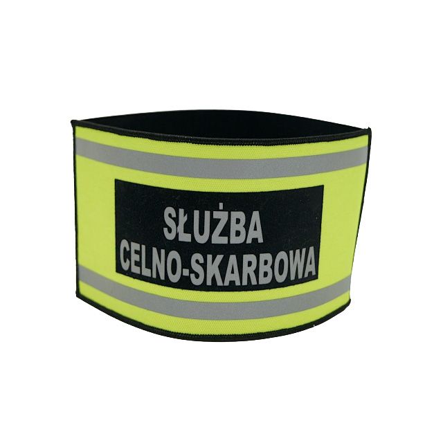 Світловідбиваюча нарукавна пов'язка "Służba Celno-Skarbowa" - із гумовим стягувачем