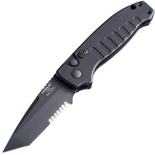Nóż sprężynowy 64120 Hogue Ballista-I 3,5" Tanto Serrated Black Cerakote - Matte Black