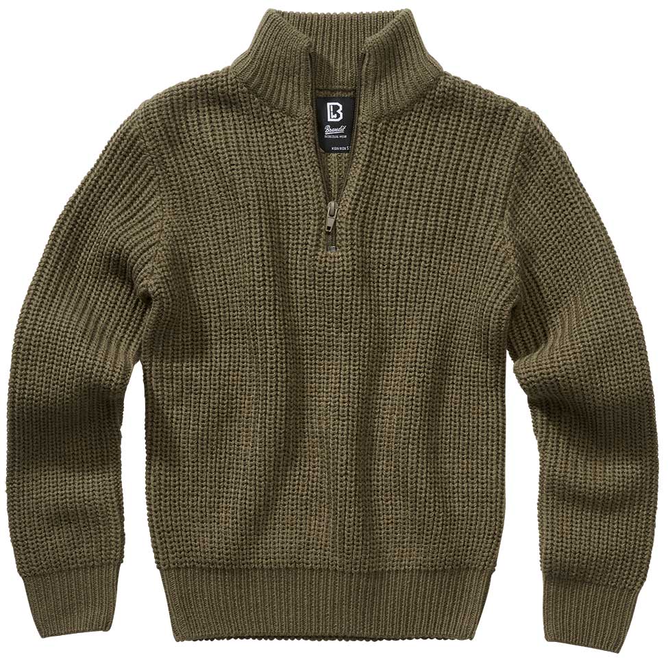 Sweter dziecięcy Brandit Marine Troyer Pullover - Olive